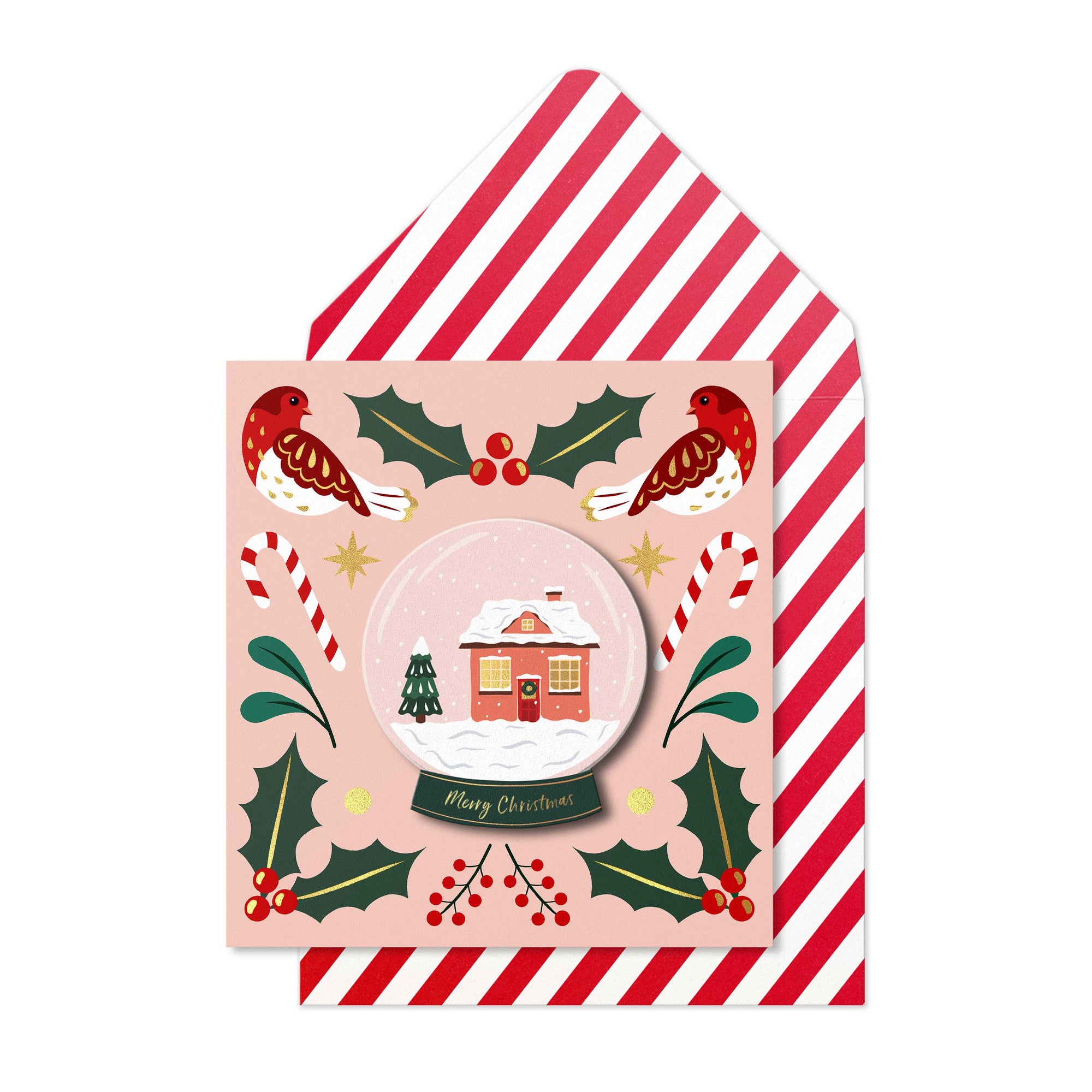 Christmas Snow Globe, Wild Moon, 3D Handmade Greeting Card