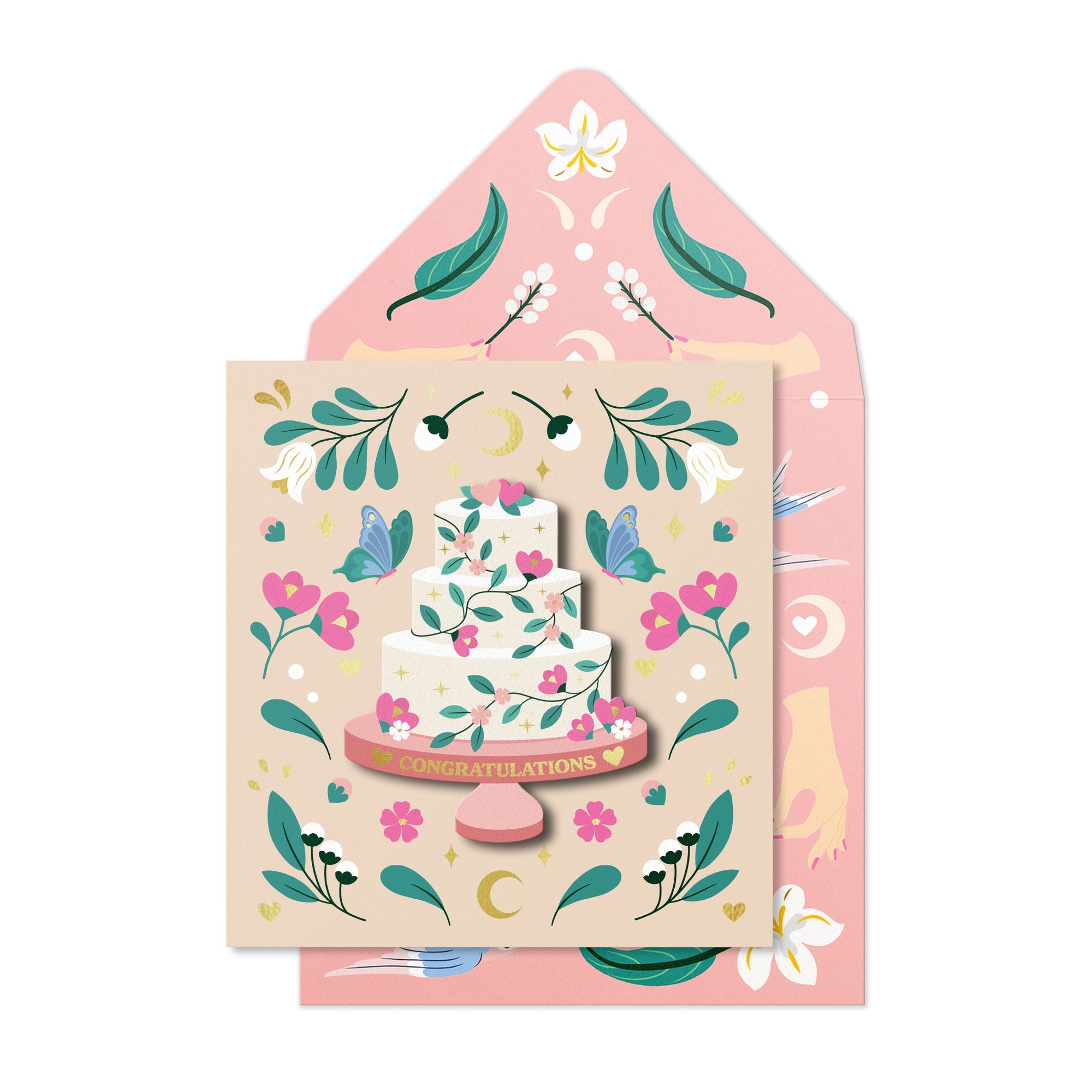Congratulations Cake, Wild Moon, Handmade Greeting Card