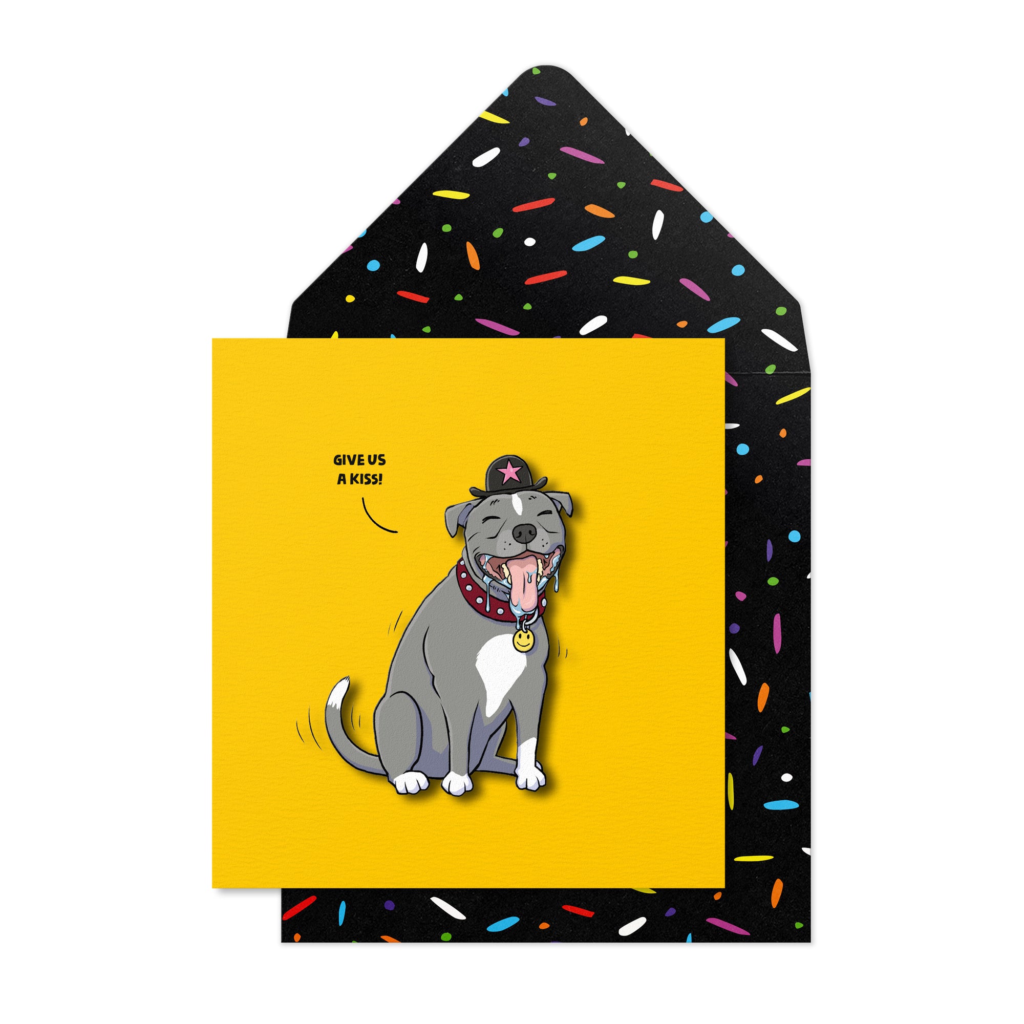 Give us a kiss Staffy, Anniversary, 3D Handmade Greeting Card