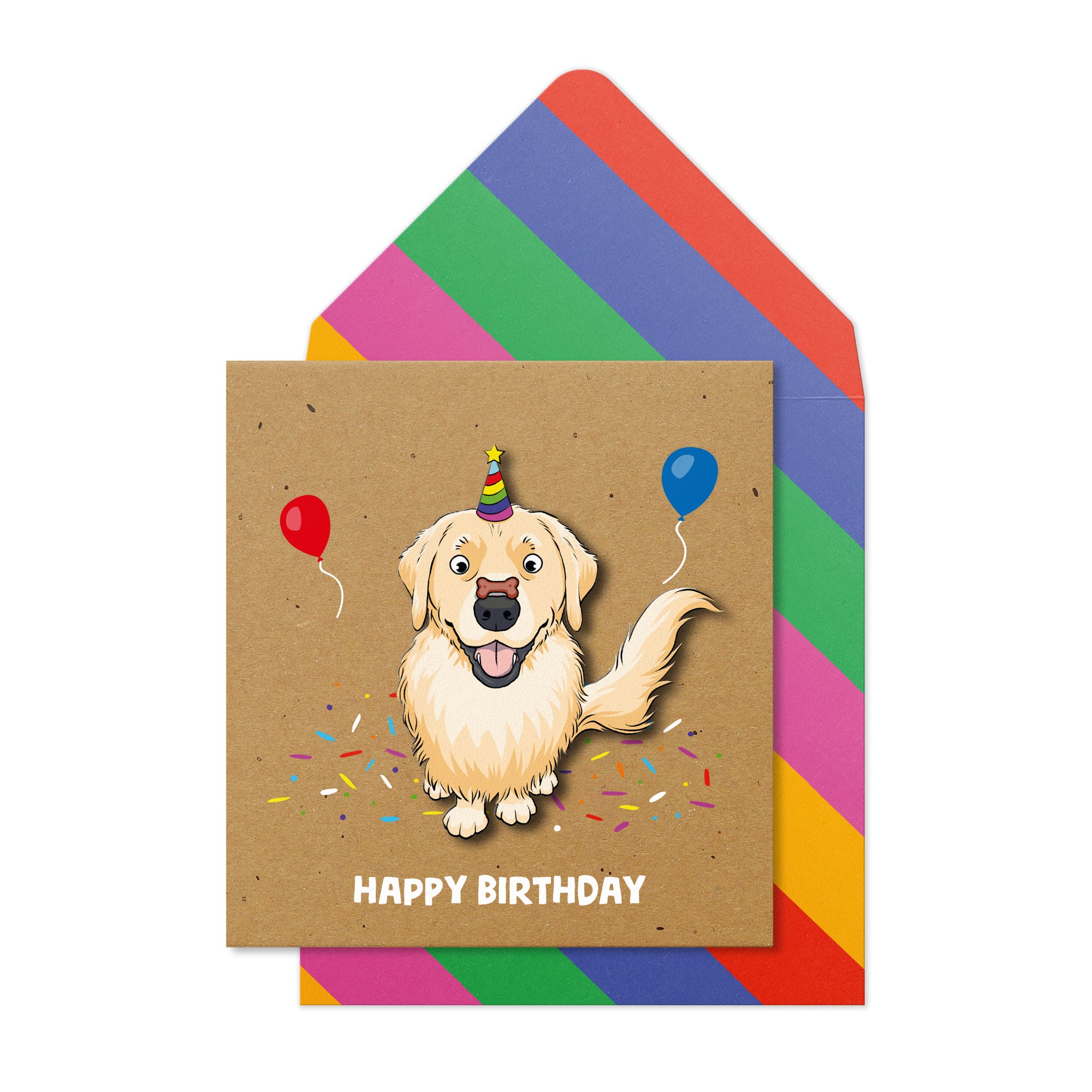Happy Birthday, Golden Retriever, 3D Handmade Greeting Card