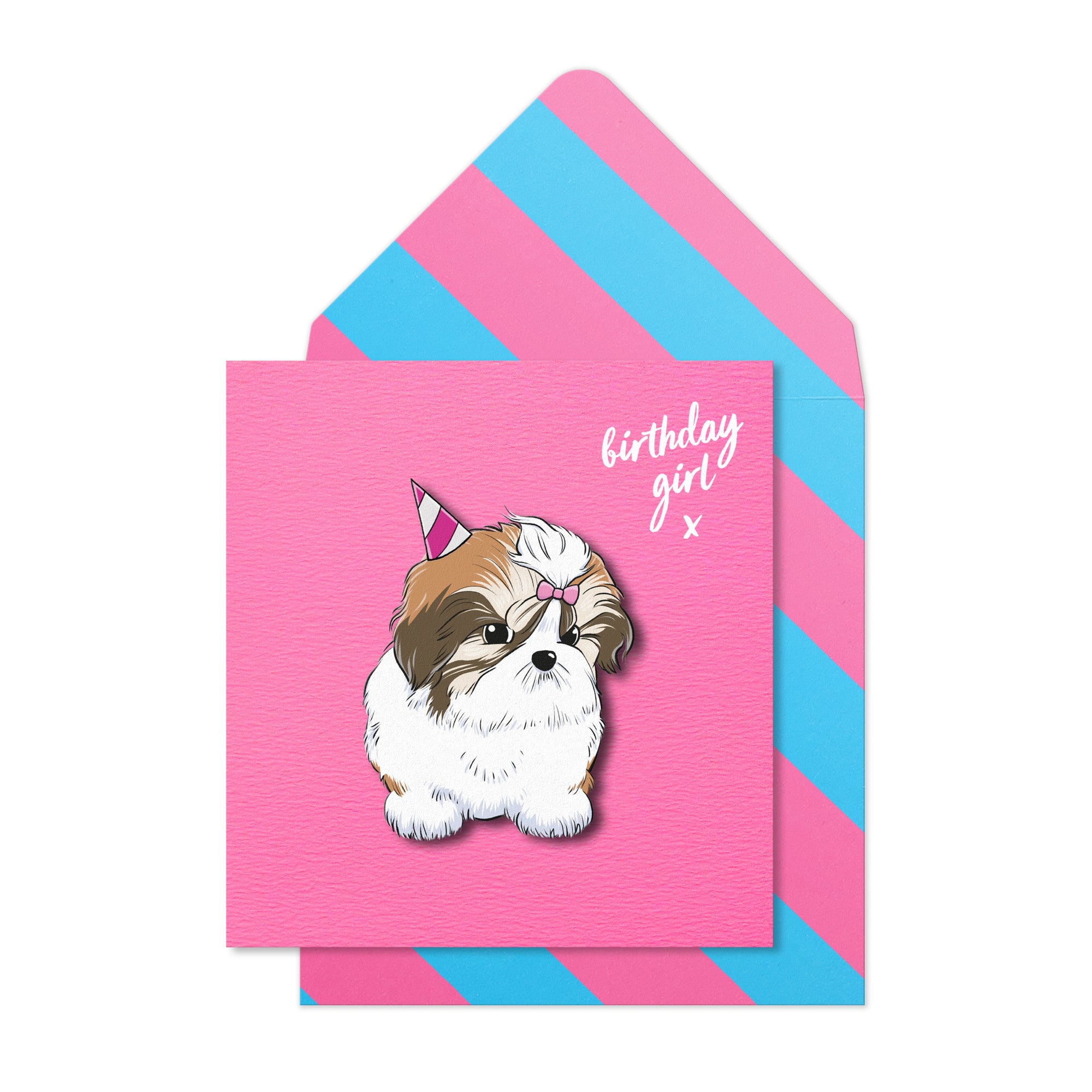 Birthday Girl, Shitzu, 3D Handmade Greeting Card