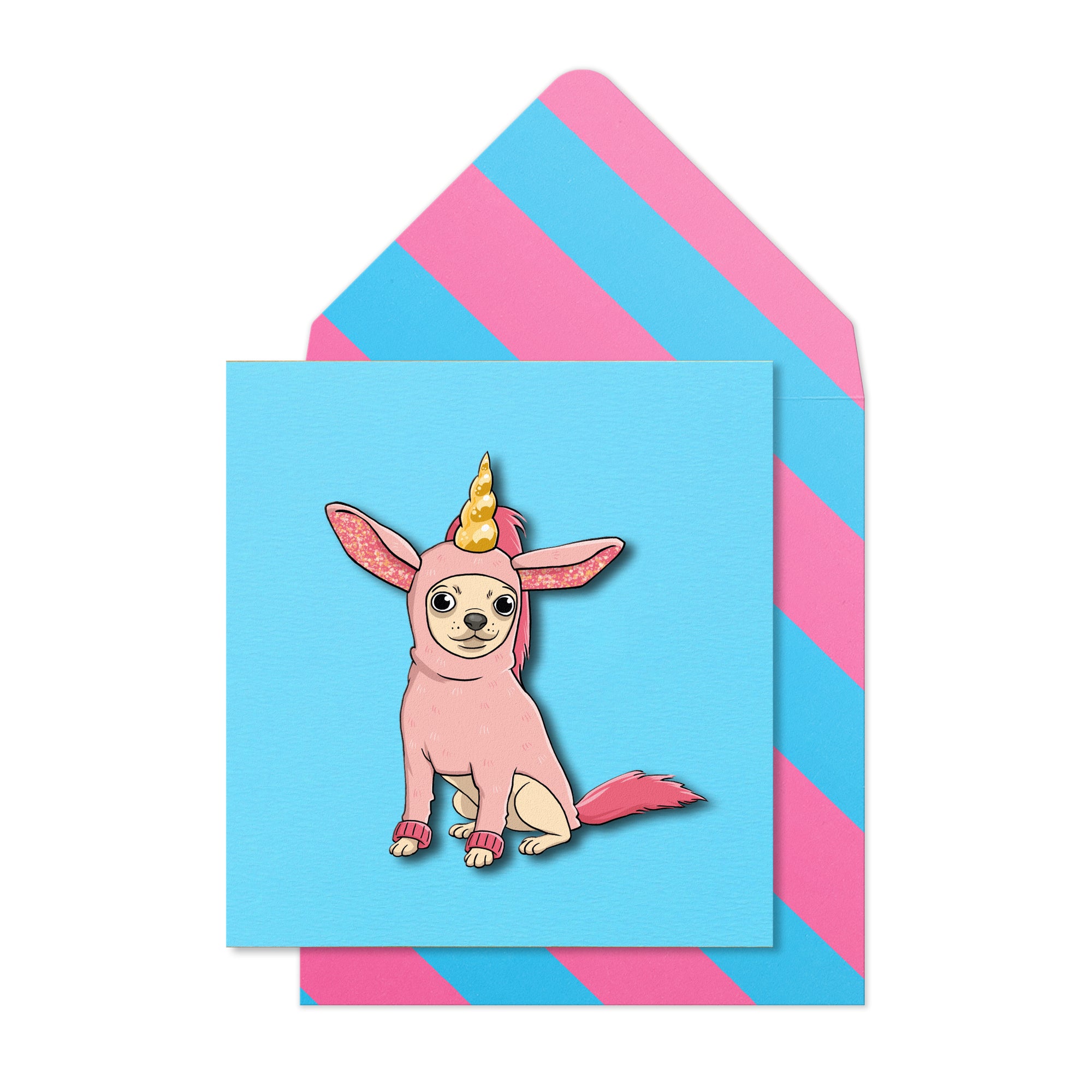 Funny Unicorn Chihuahua, Blank 3D Handmade Greeting Card