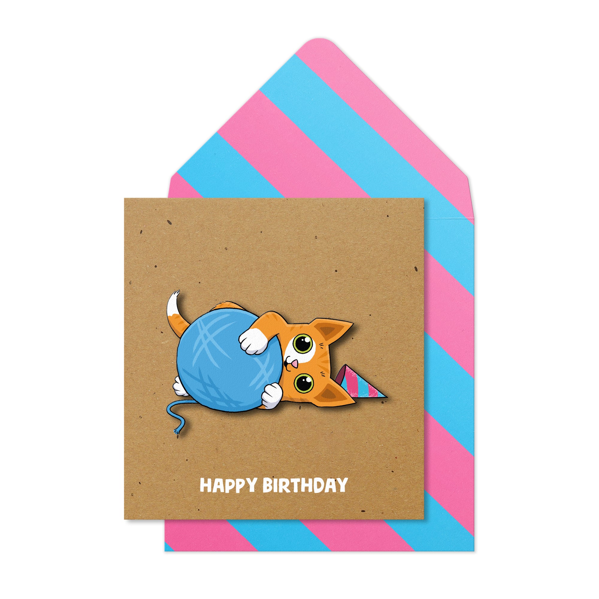 Happy Birthday, Ginger Cat, 3D Handmade Greeting Card