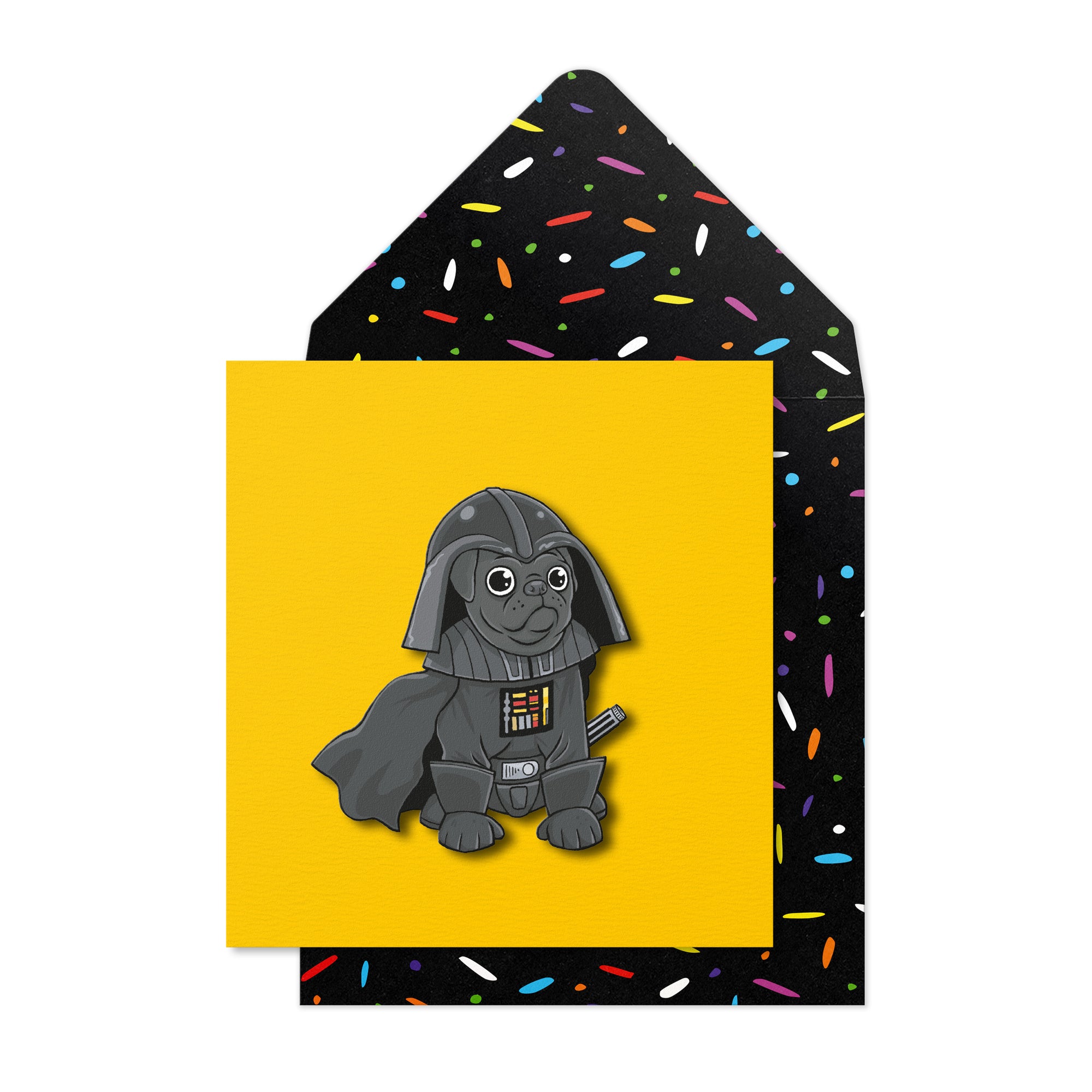 Darth Vader Pug, Blank 3D Handmade Greeting Card
