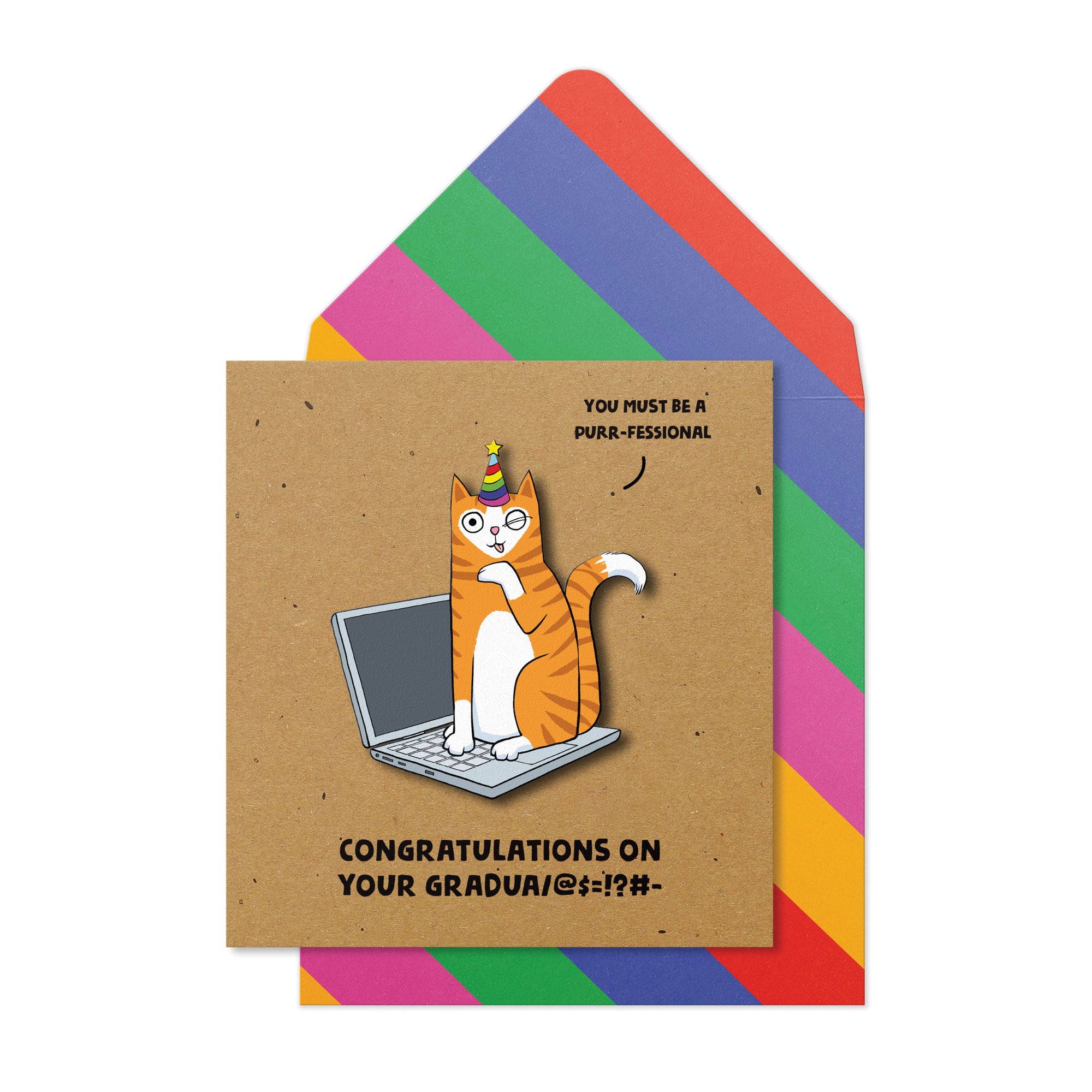 Congratulations on Your Graduation Laptop Cat Greeting Card