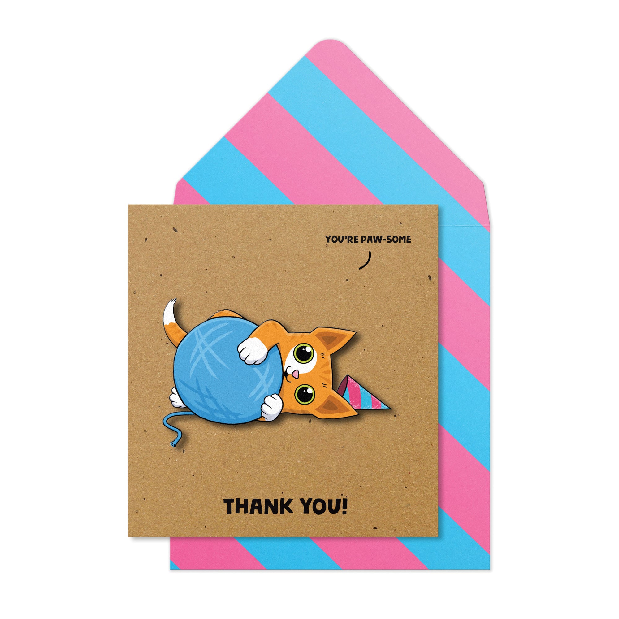 Thank You Ginger Cat, 3D Handmade Greeting Card