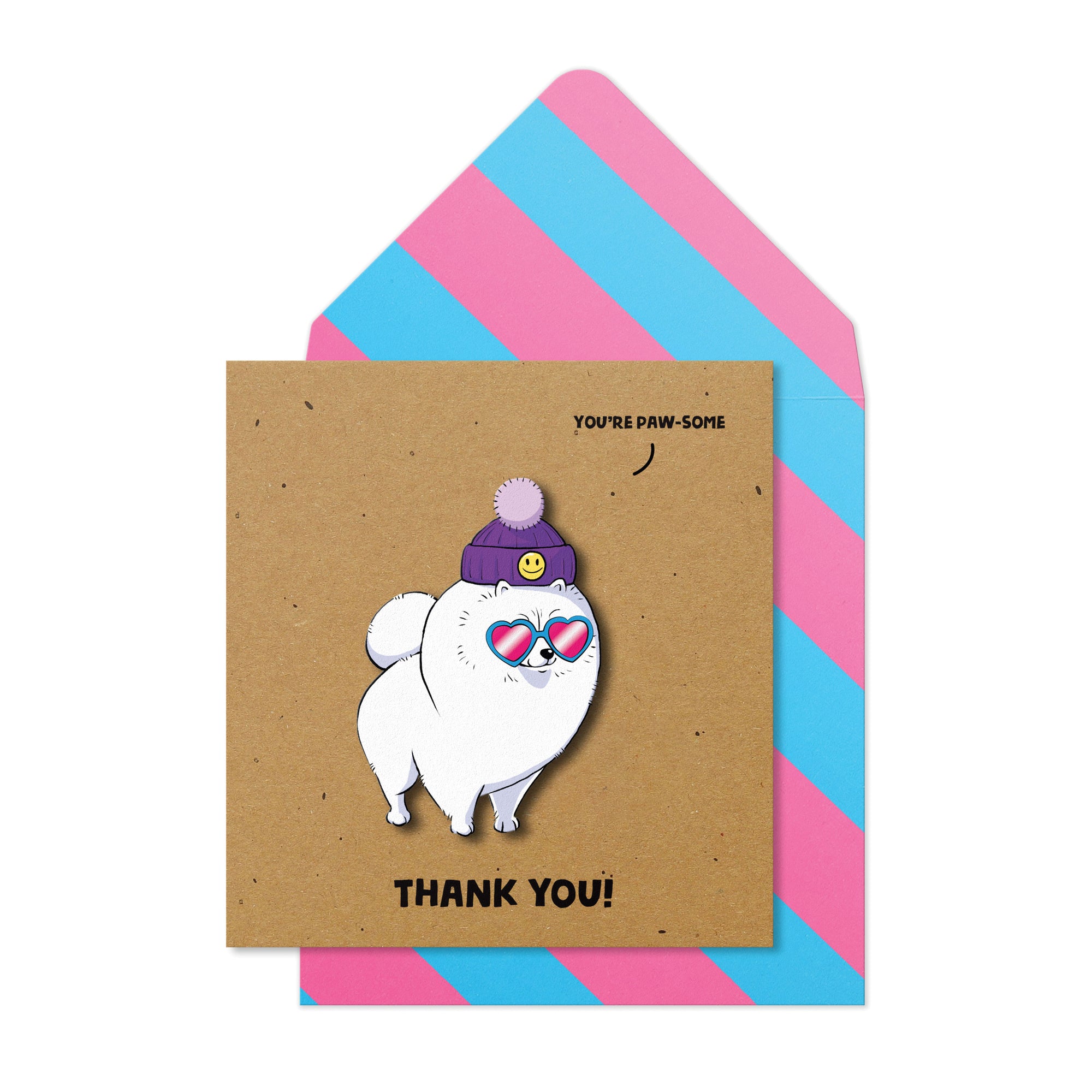 Thank You Pomeranian, Smiley, 3D Handmade Greeting Card