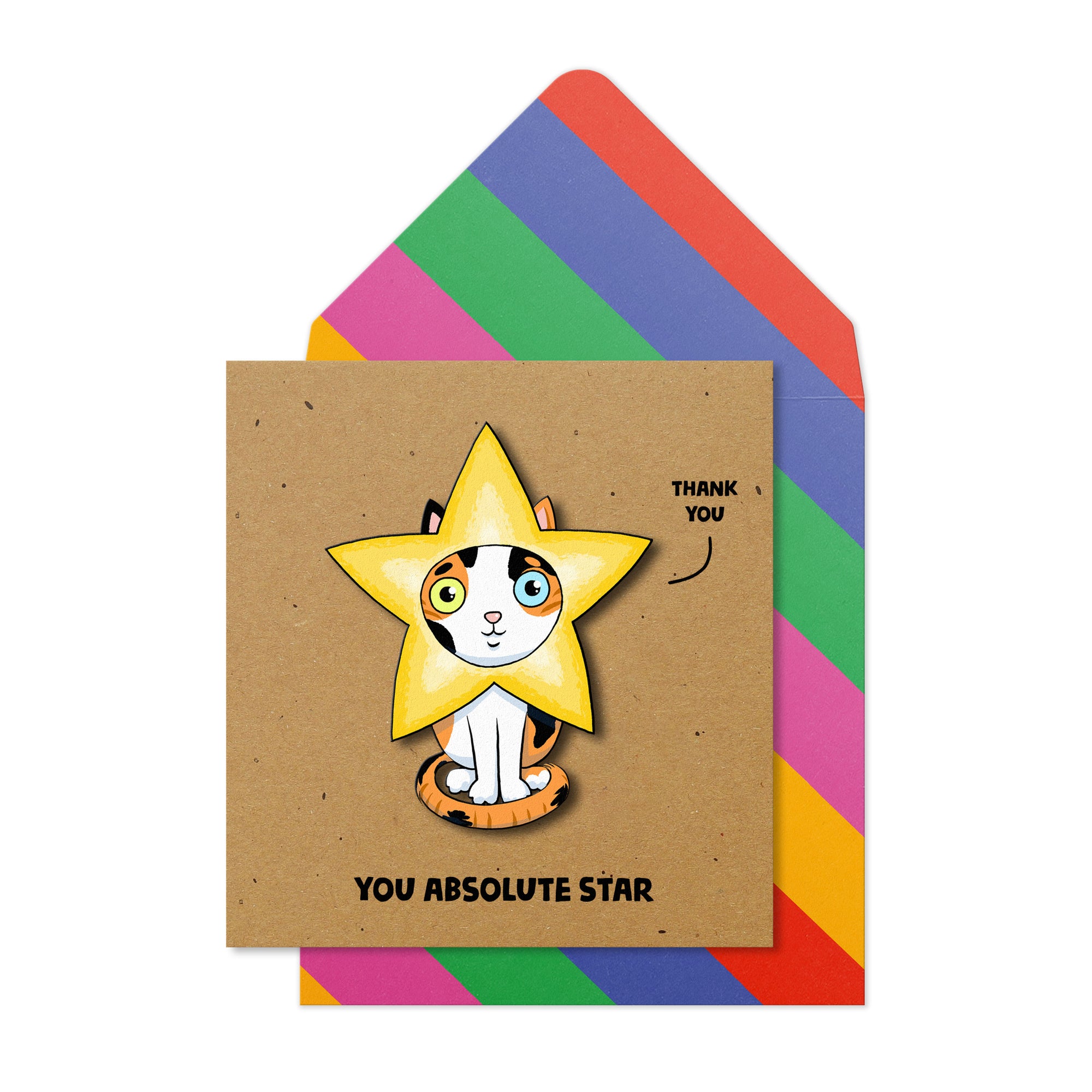 Absolute Star, Thank You Cat, Handmade Greeting Card