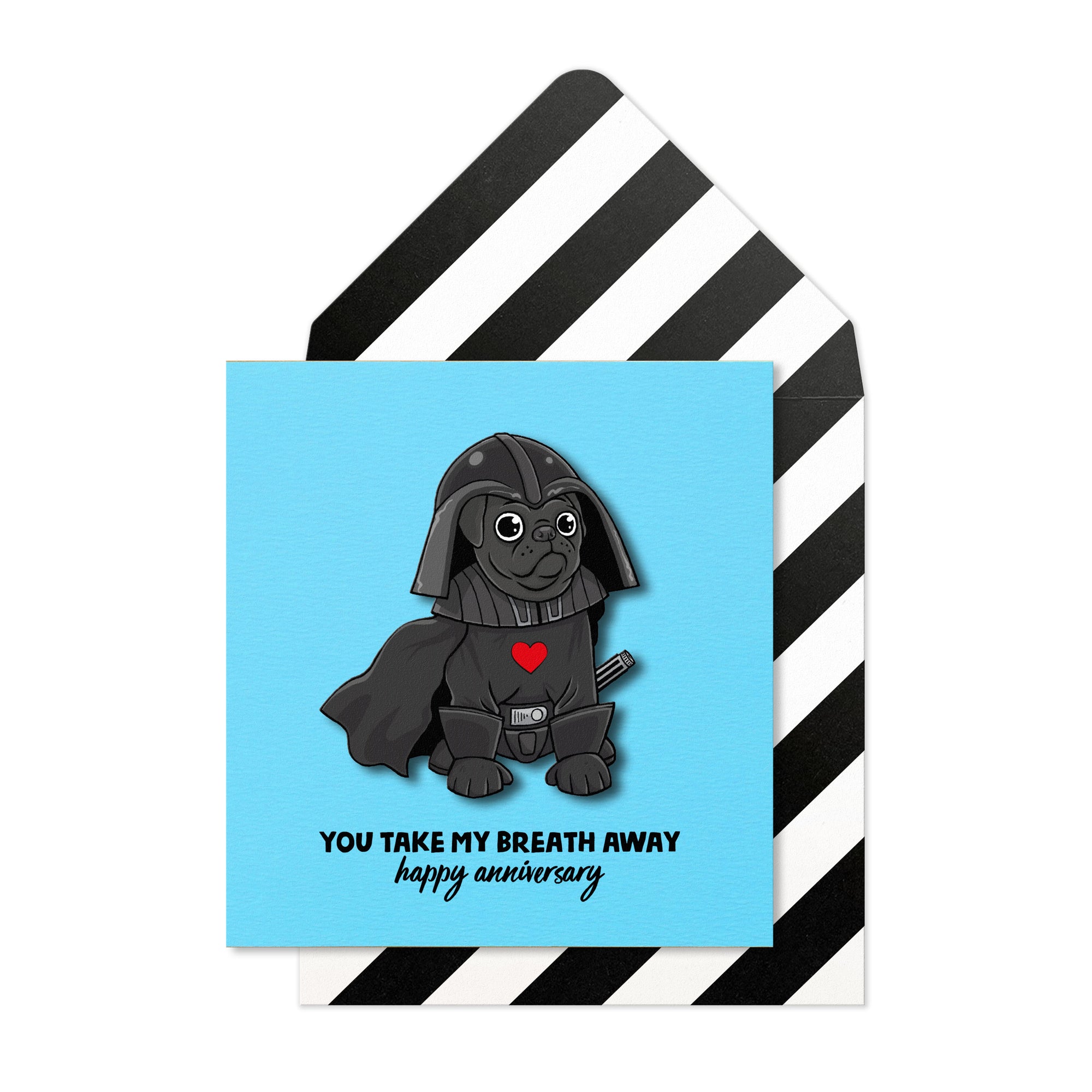 Happy Anniversary Darth Vader Pug, Handmade Greeting Card