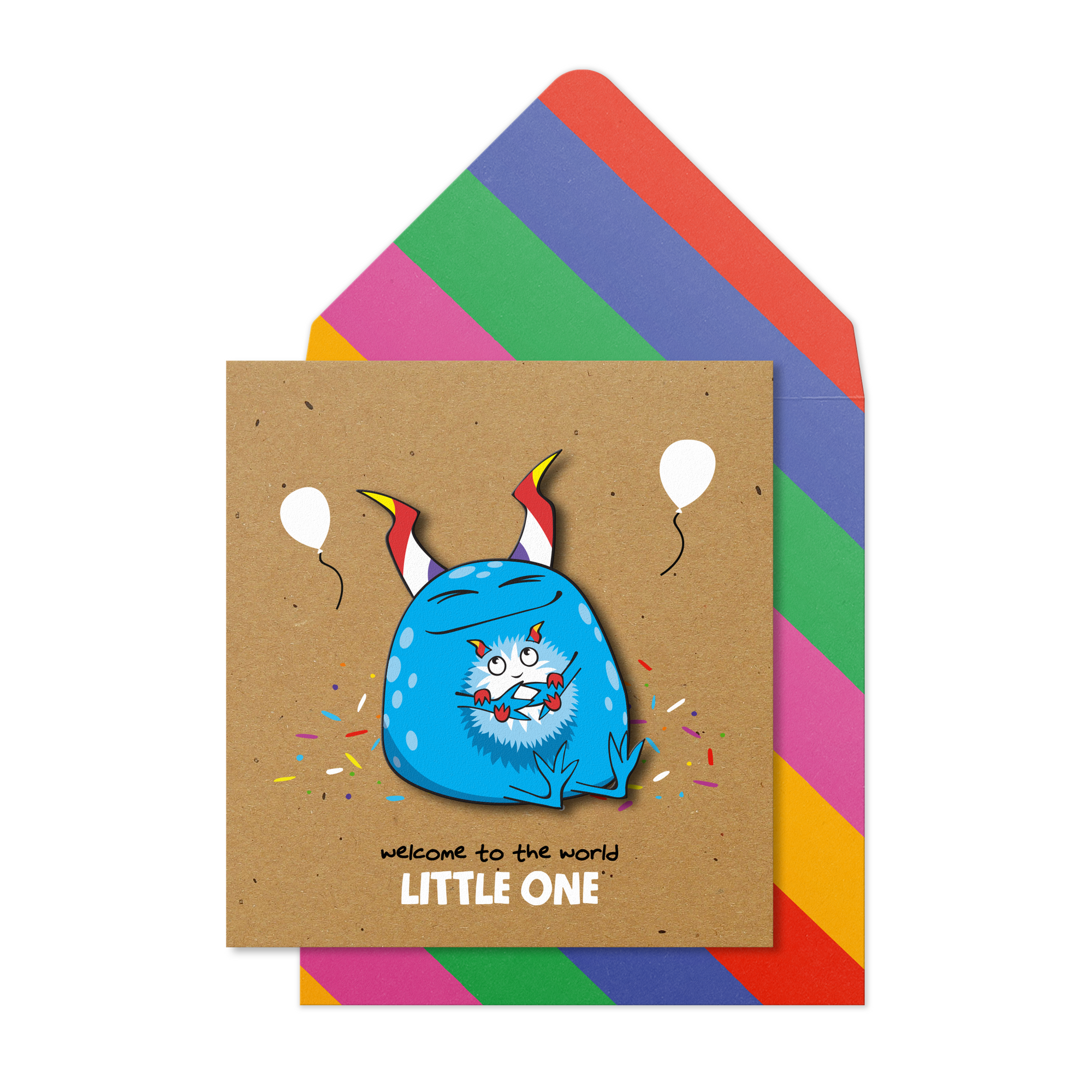 Welcome to The World, Baby Boy Cute Monster, 3D Handmade Greeting Card