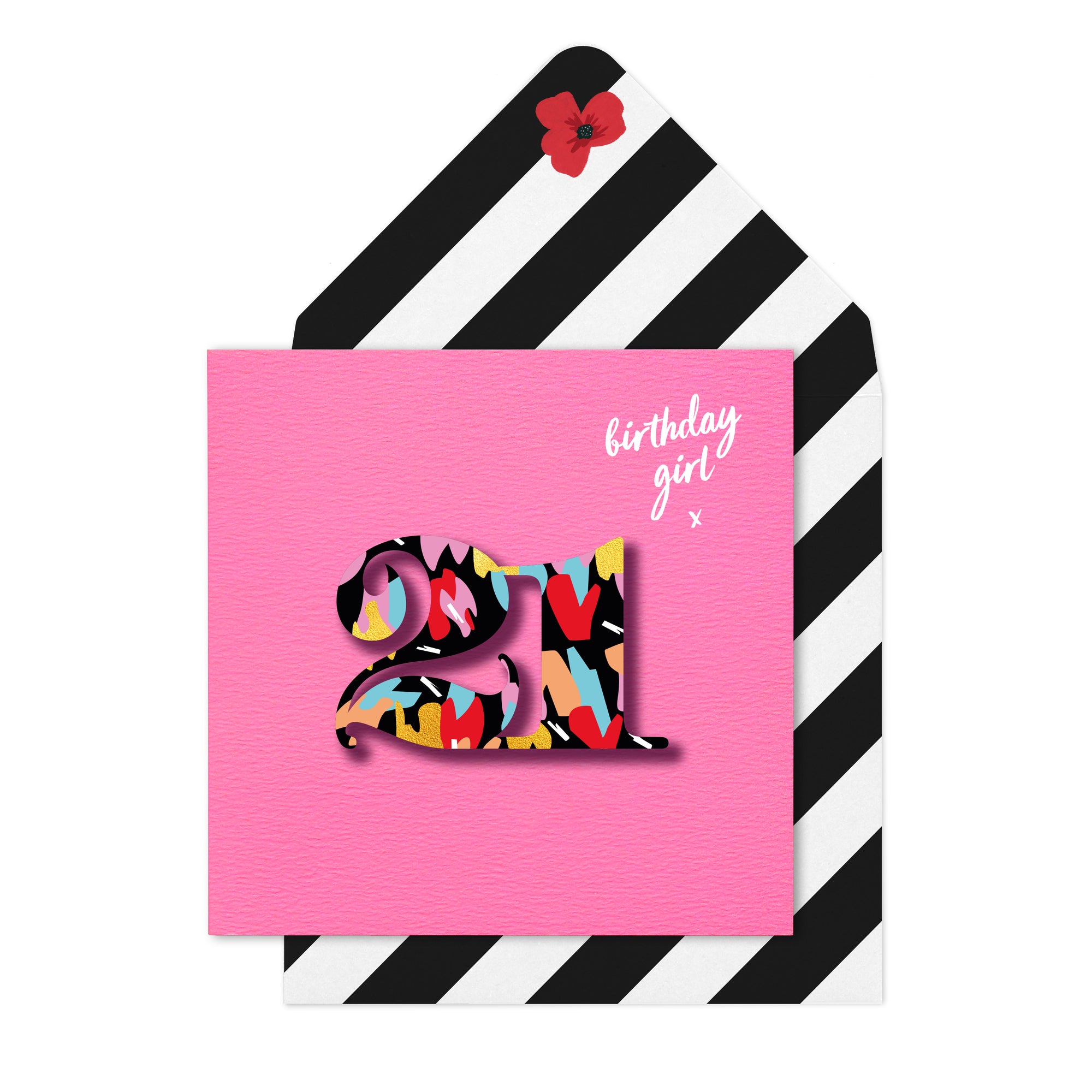 Happy 21st Birthday, Birthday Girl, Handmade Greeting Card