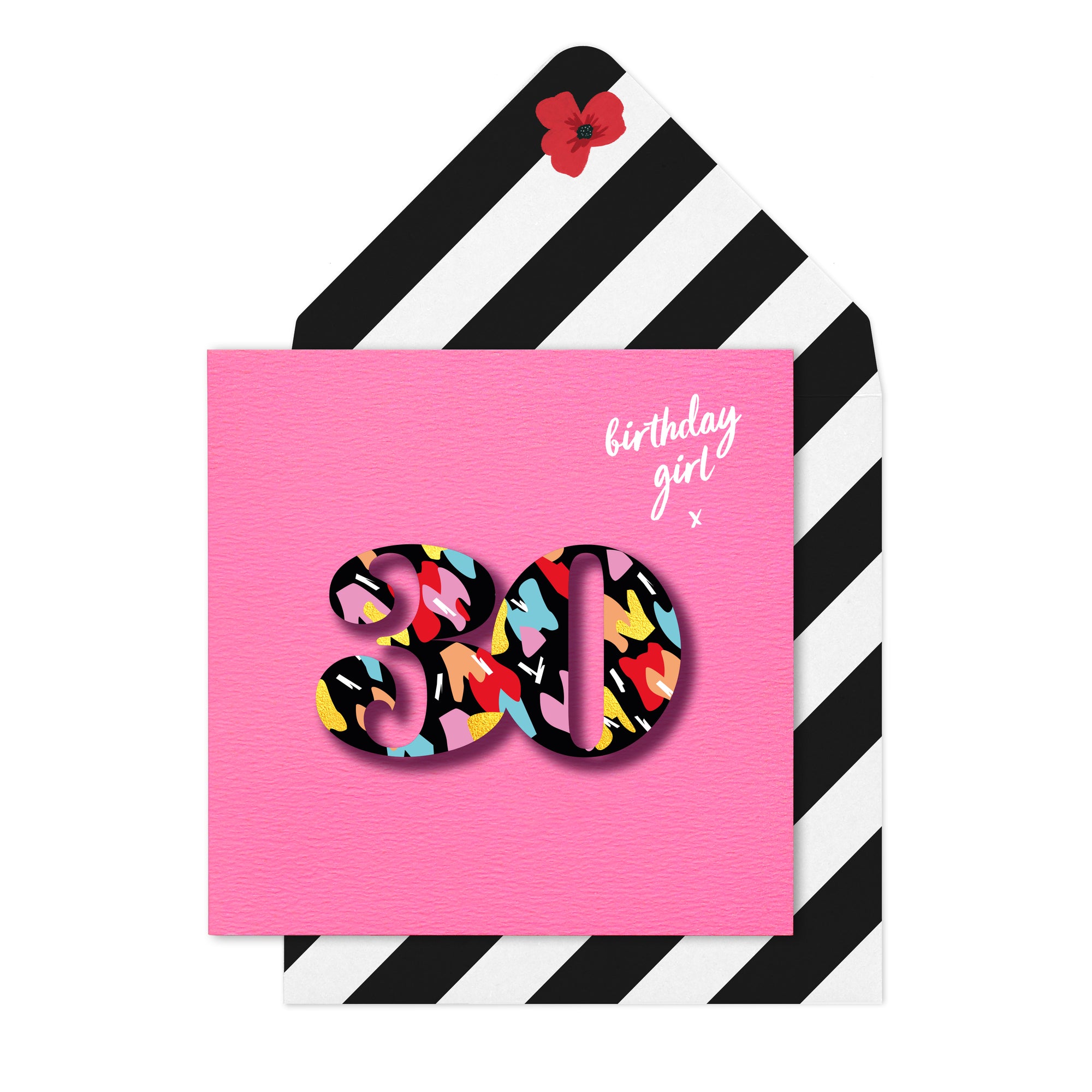 Happy 30th Birthday, Birthday Girl, Handmade Greeting Card