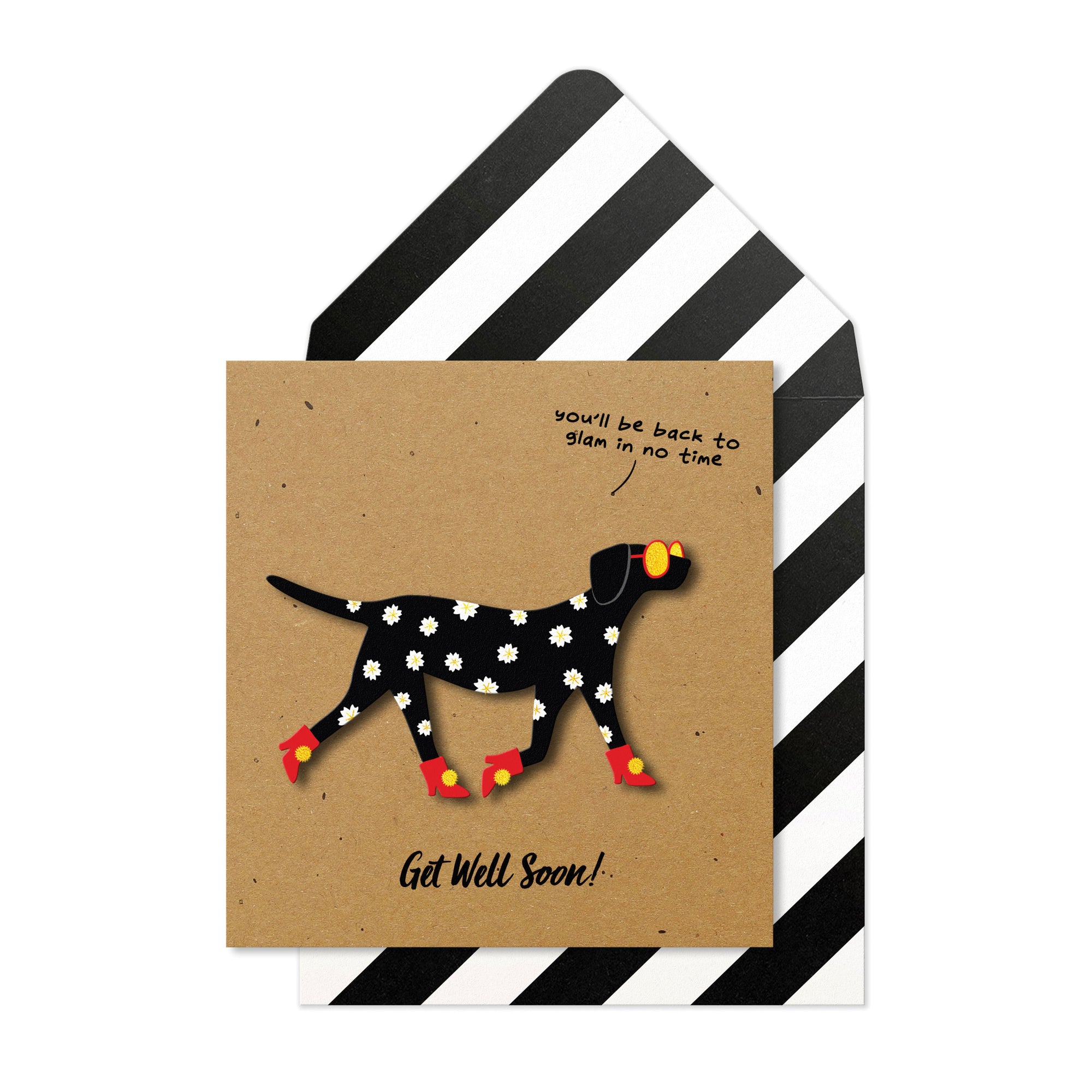 Get Well Soon Dalmatian Dog, 3D Handmade Greeting Card