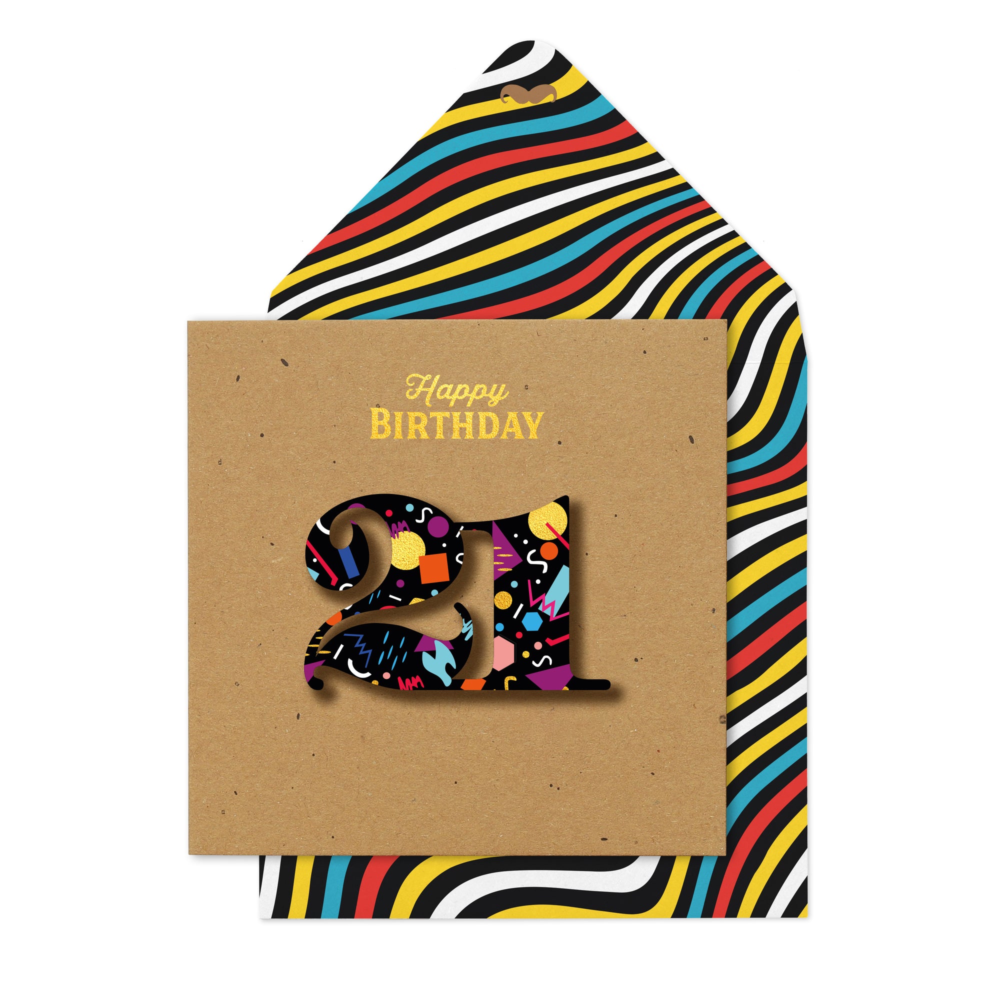 Male Retro 21st Birthday, Handmade Greeting Card