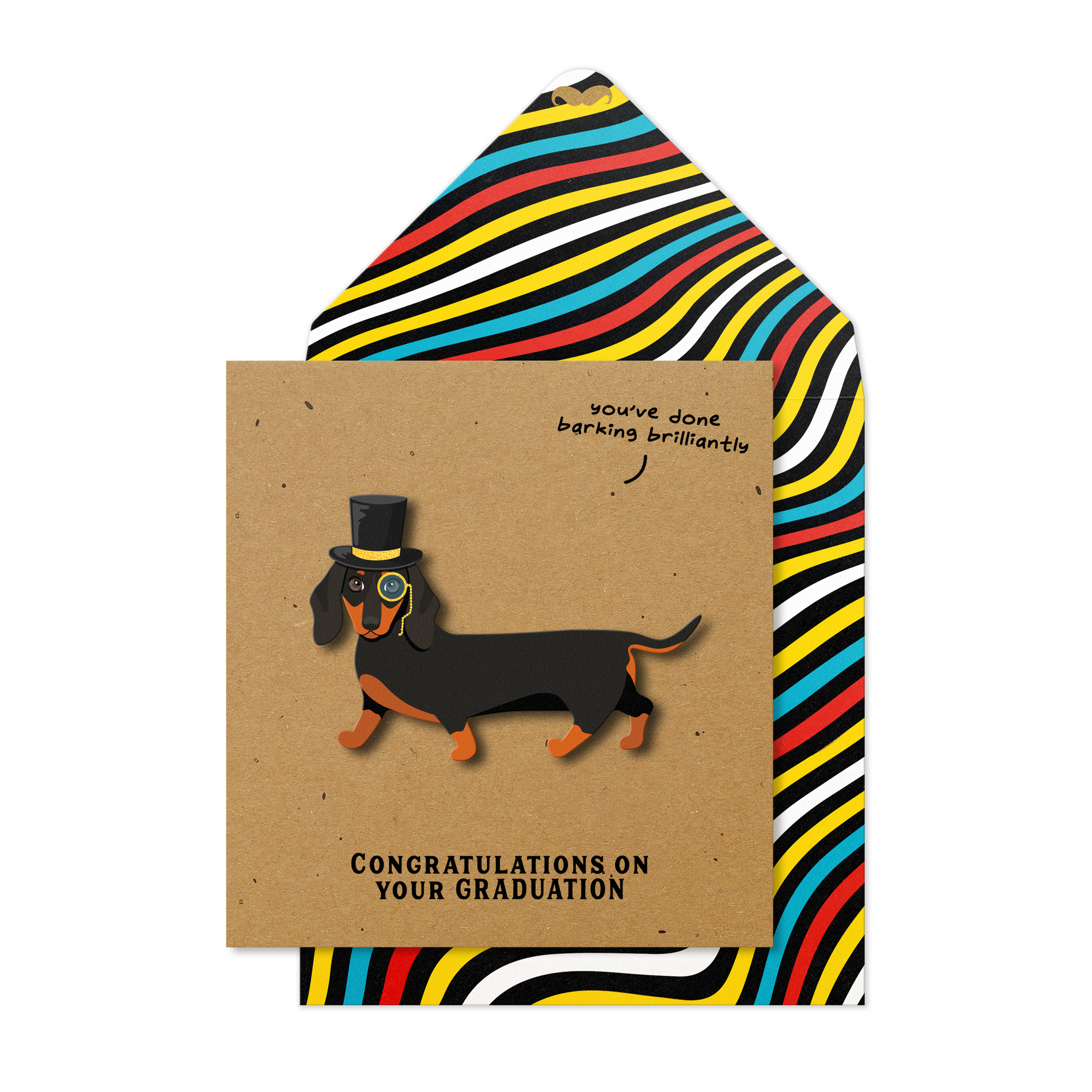Graduation Dachshund, 3D Handmade Greeting Card