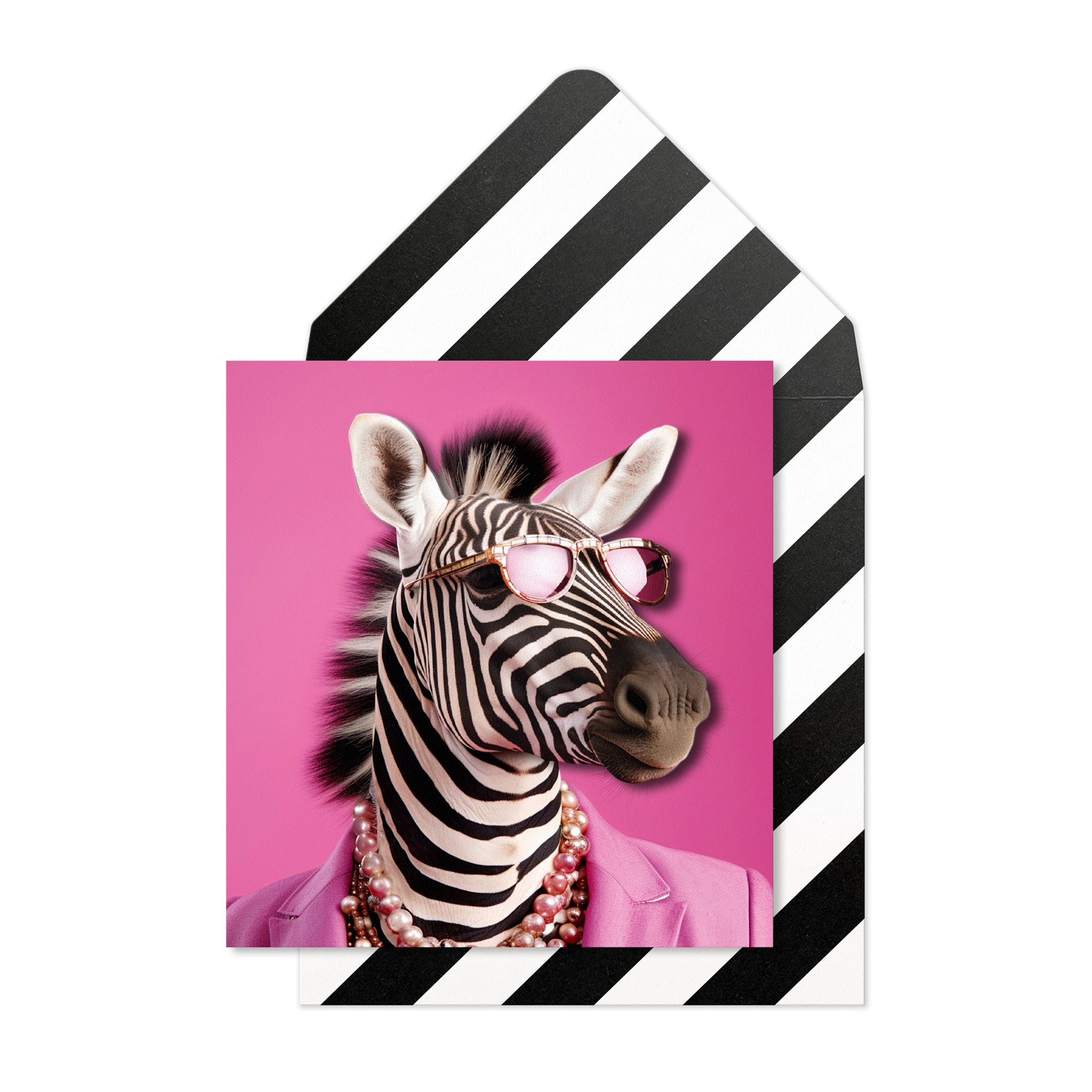 Fashionable Zebra, Blank Handmade Greeting Card
