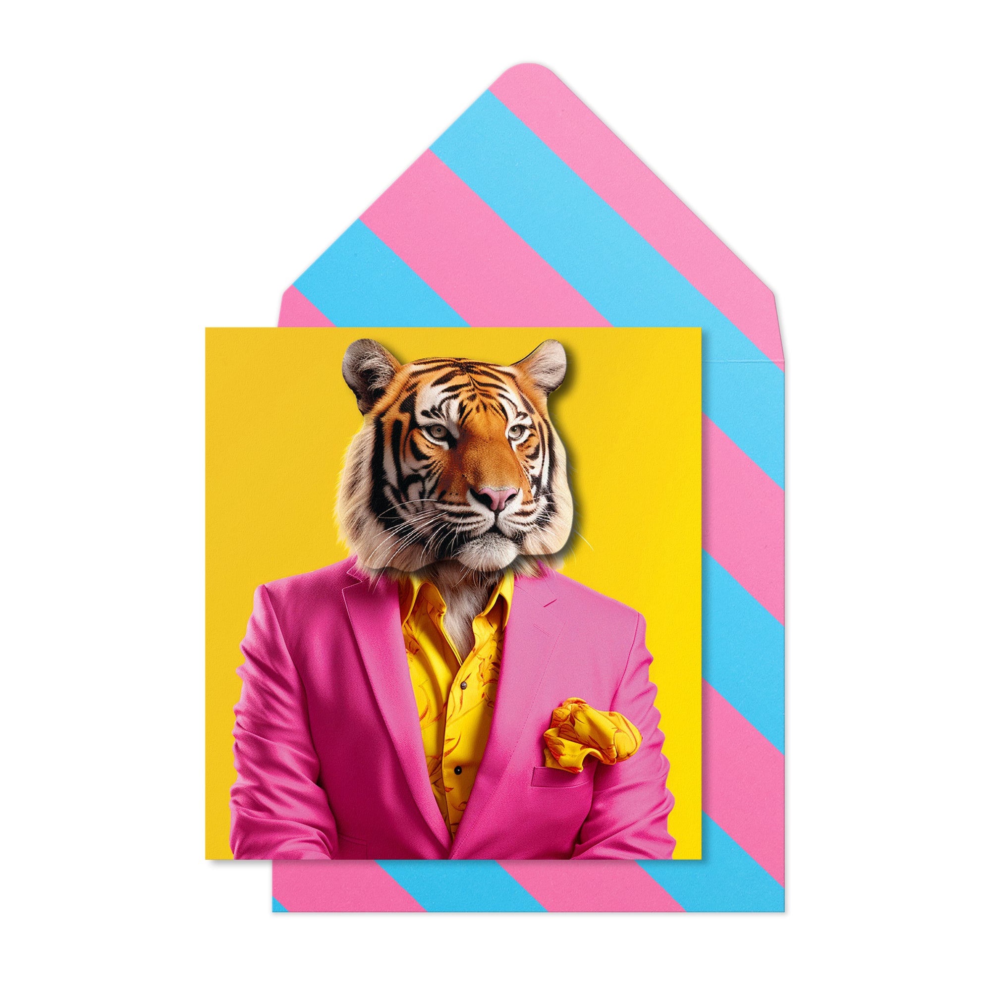 Stylish Tiger, Blank Handmade Greeting Card
