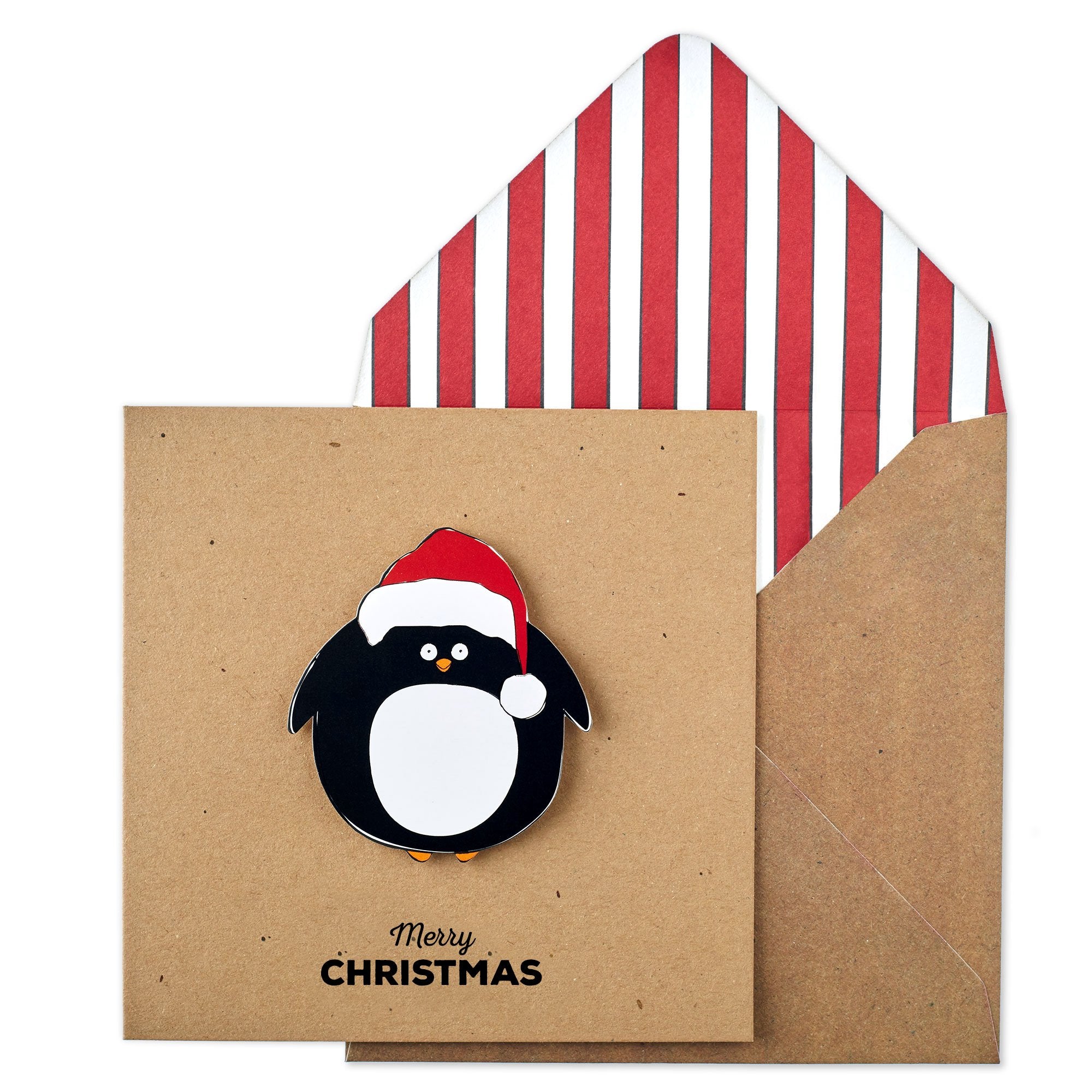 Merry Christmas Penguin, Handmade Greeting Card