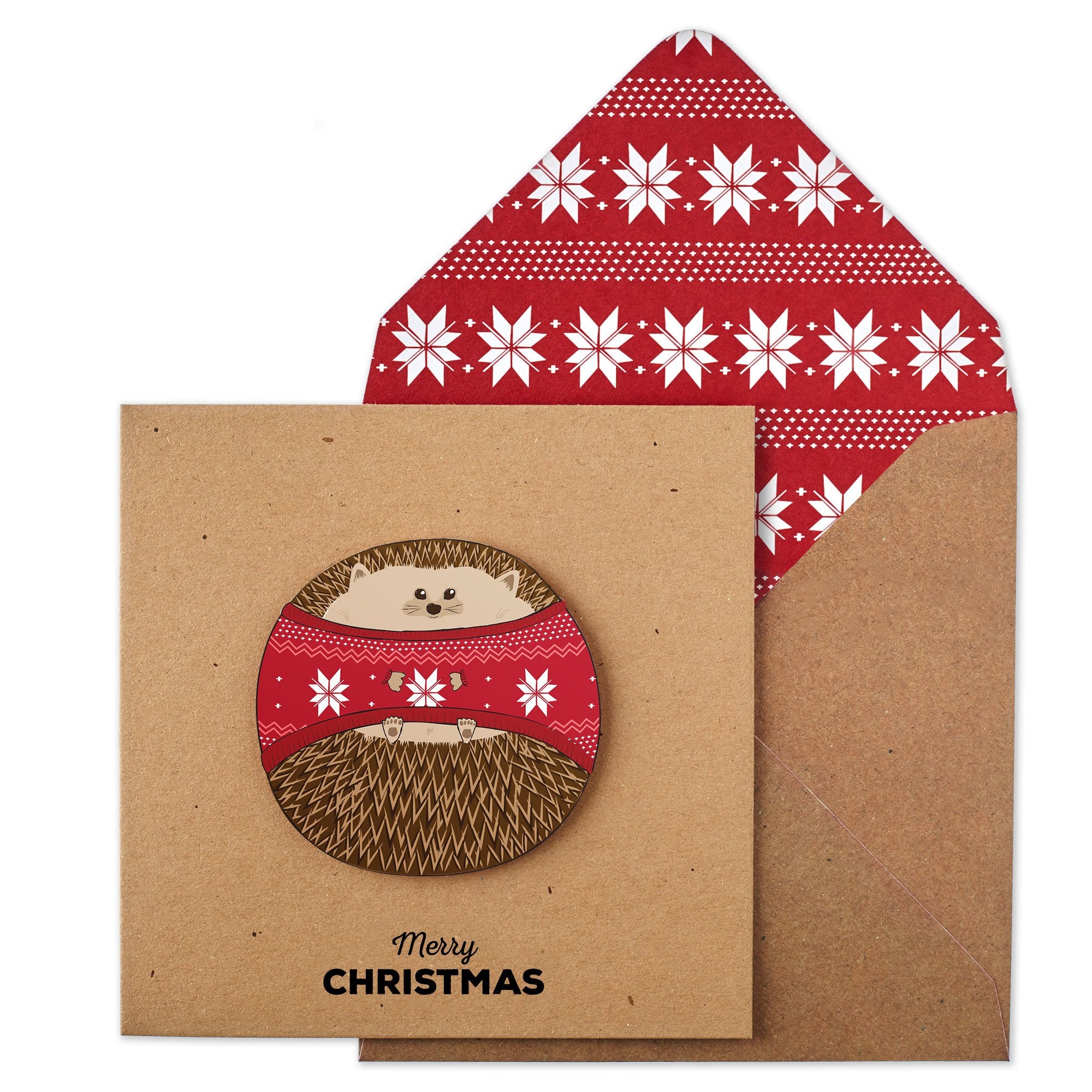 Christmas Hedgehog in Jumper, Handmade Greeting Card