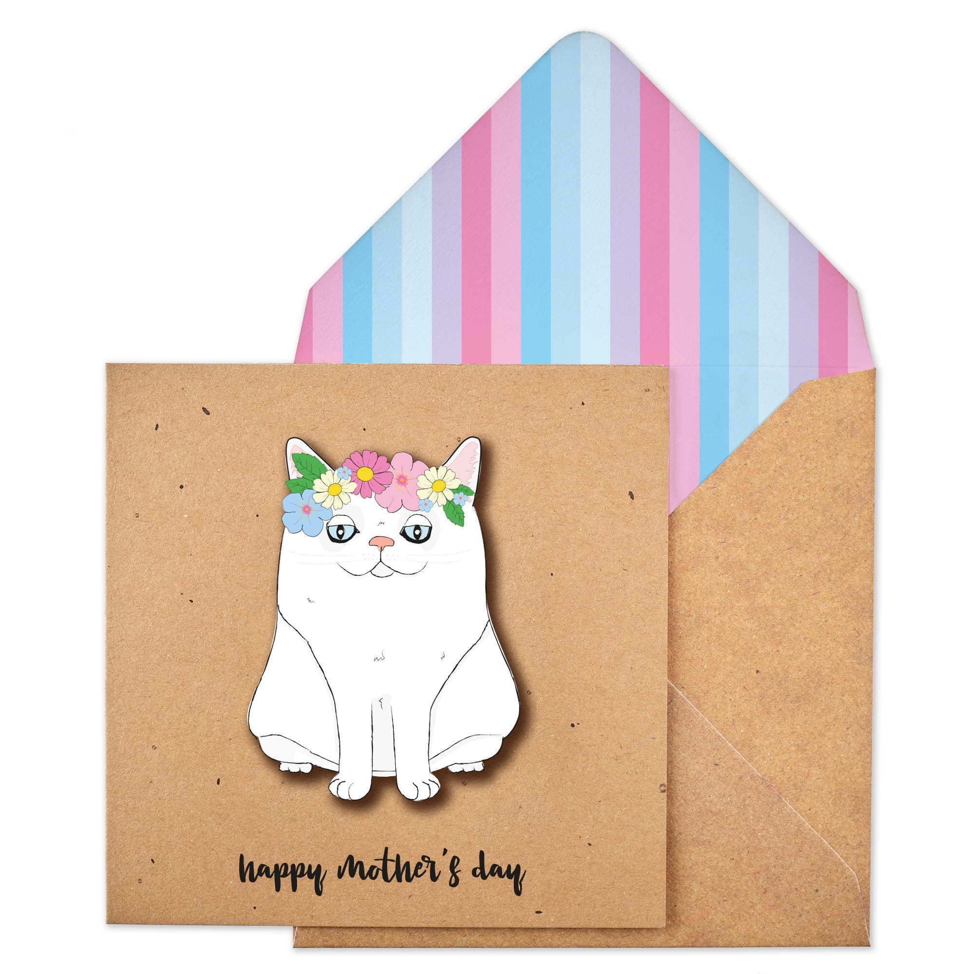 Happy Mothers Day White Cat