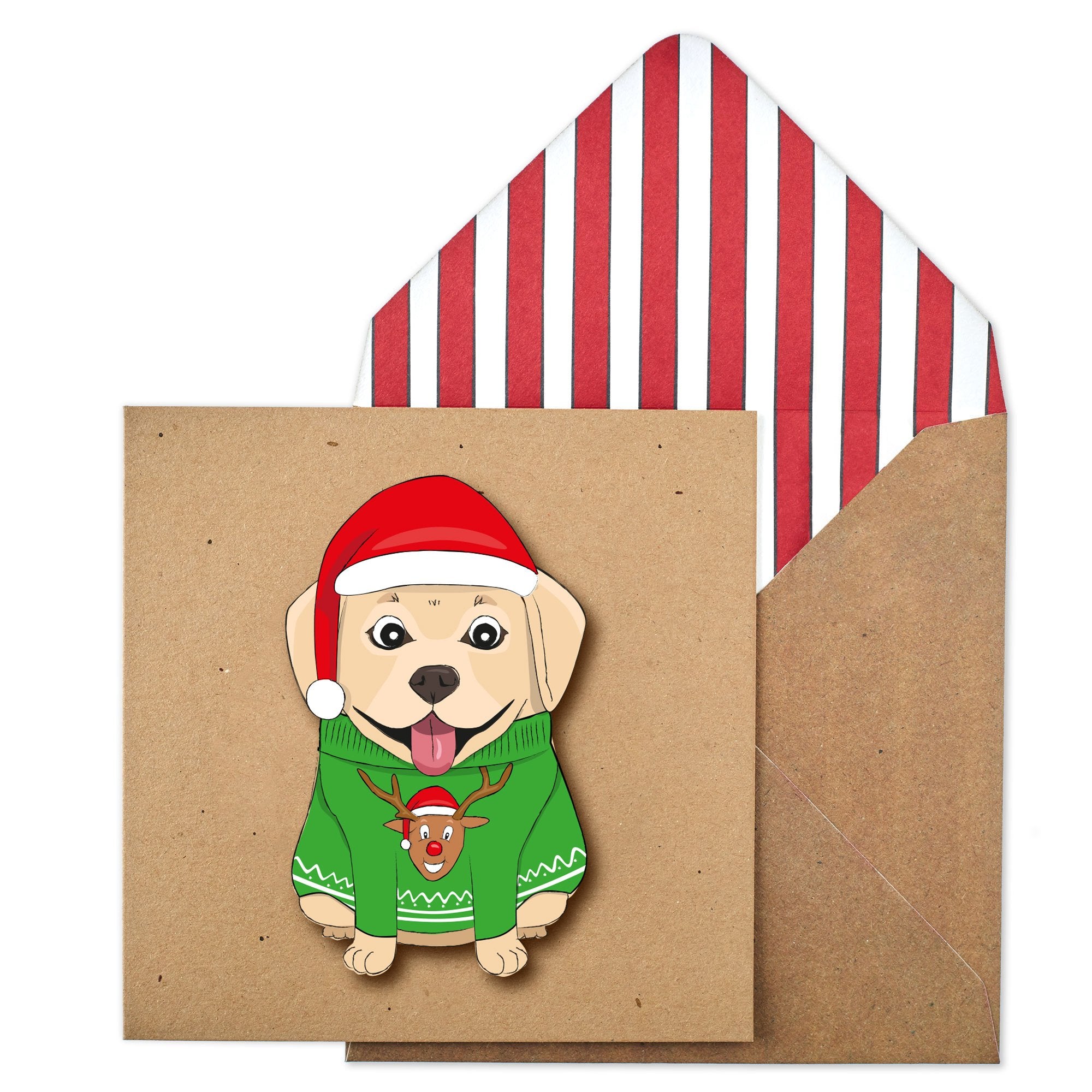 Merry Christmas Labrador, Handmade Greeting Card