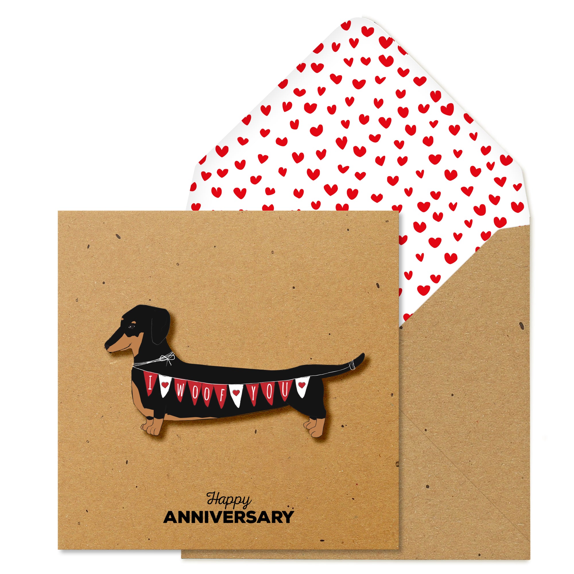 Anniversary Dachshund, 3D Handmade Greeting Card