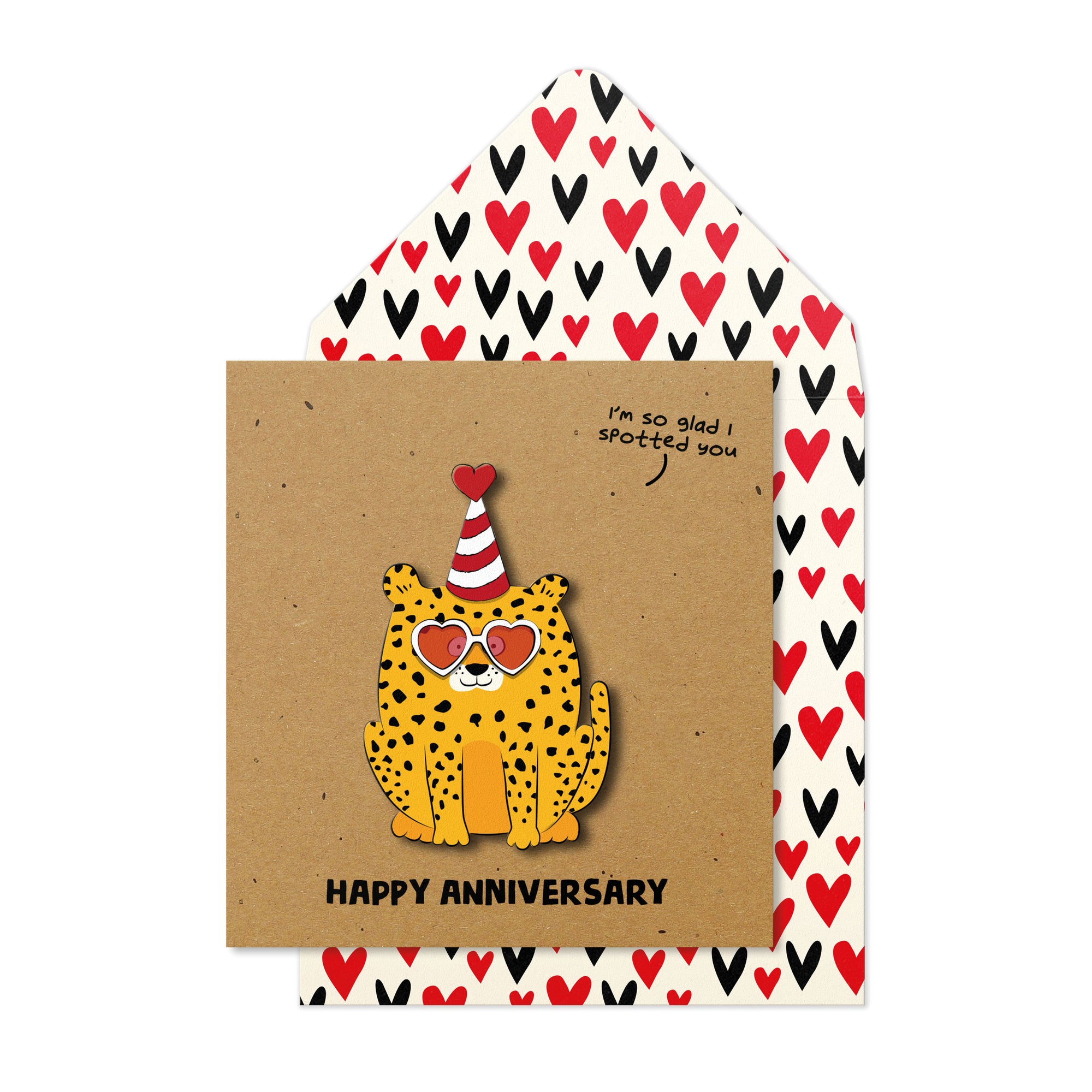 Happy Anniversary Cheetah, 3D Handmade Greeting Card