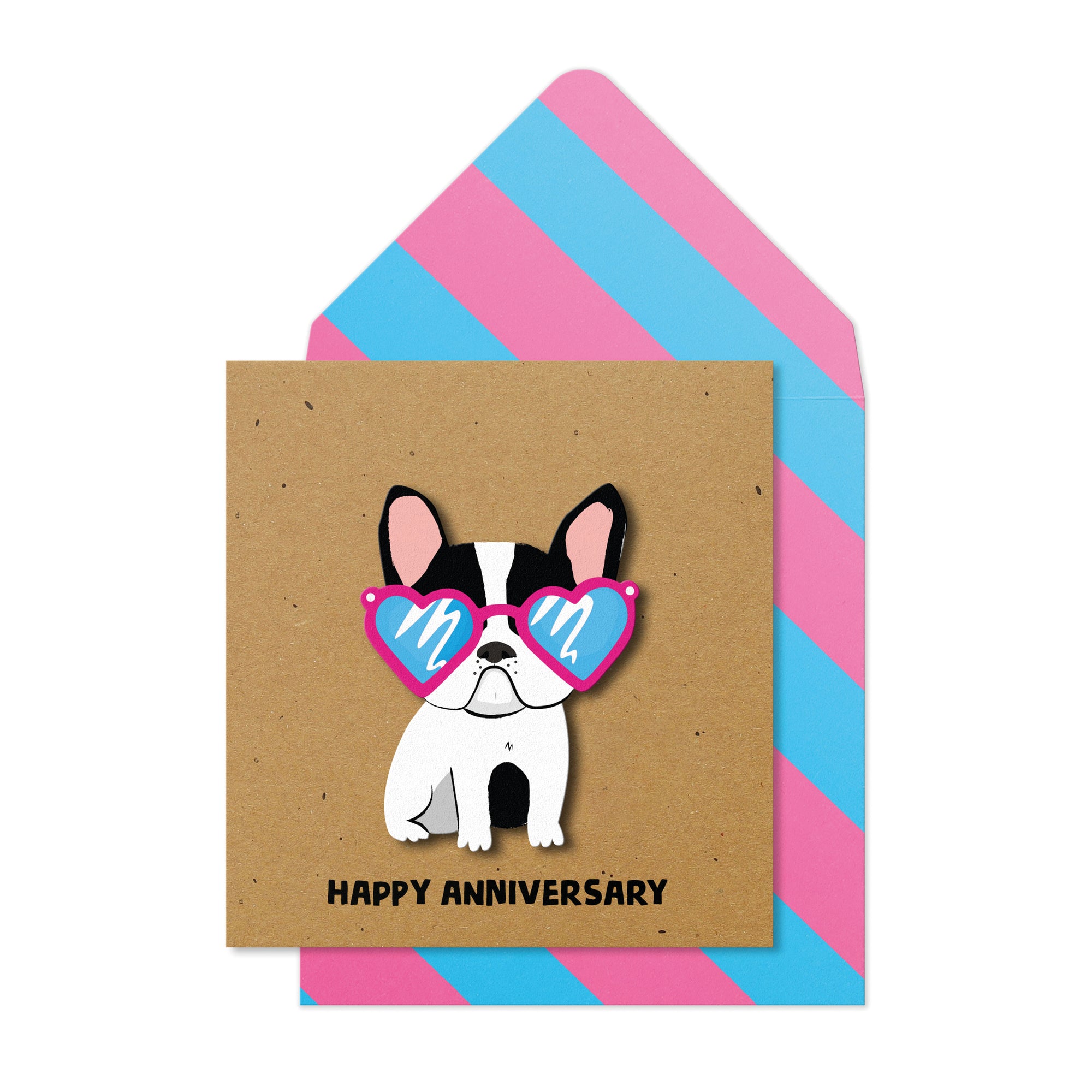 Anniversary Frenchie, 3D Handmade Greeting Card