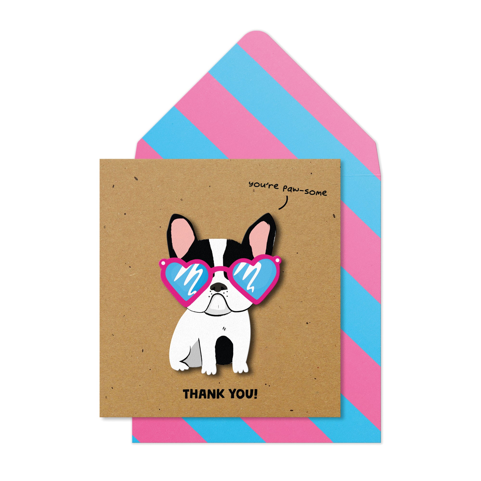 Thank You Frenchie, 3D Handmade Greeting Card
