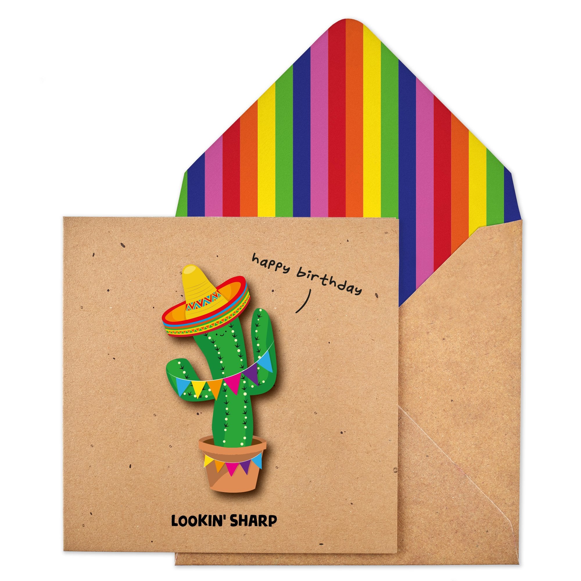 Happy Birthday Cactus, Handmade Greeting Card