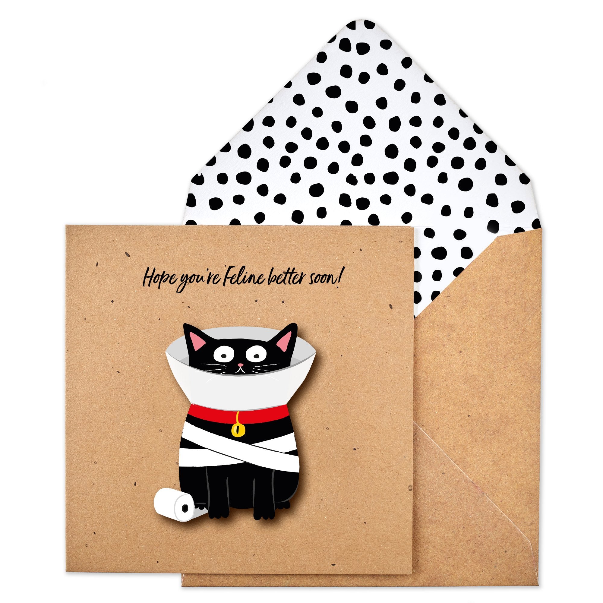 Hope you're Feline Better Soon Cat, Get Well Soon, Handmade Greeting Card