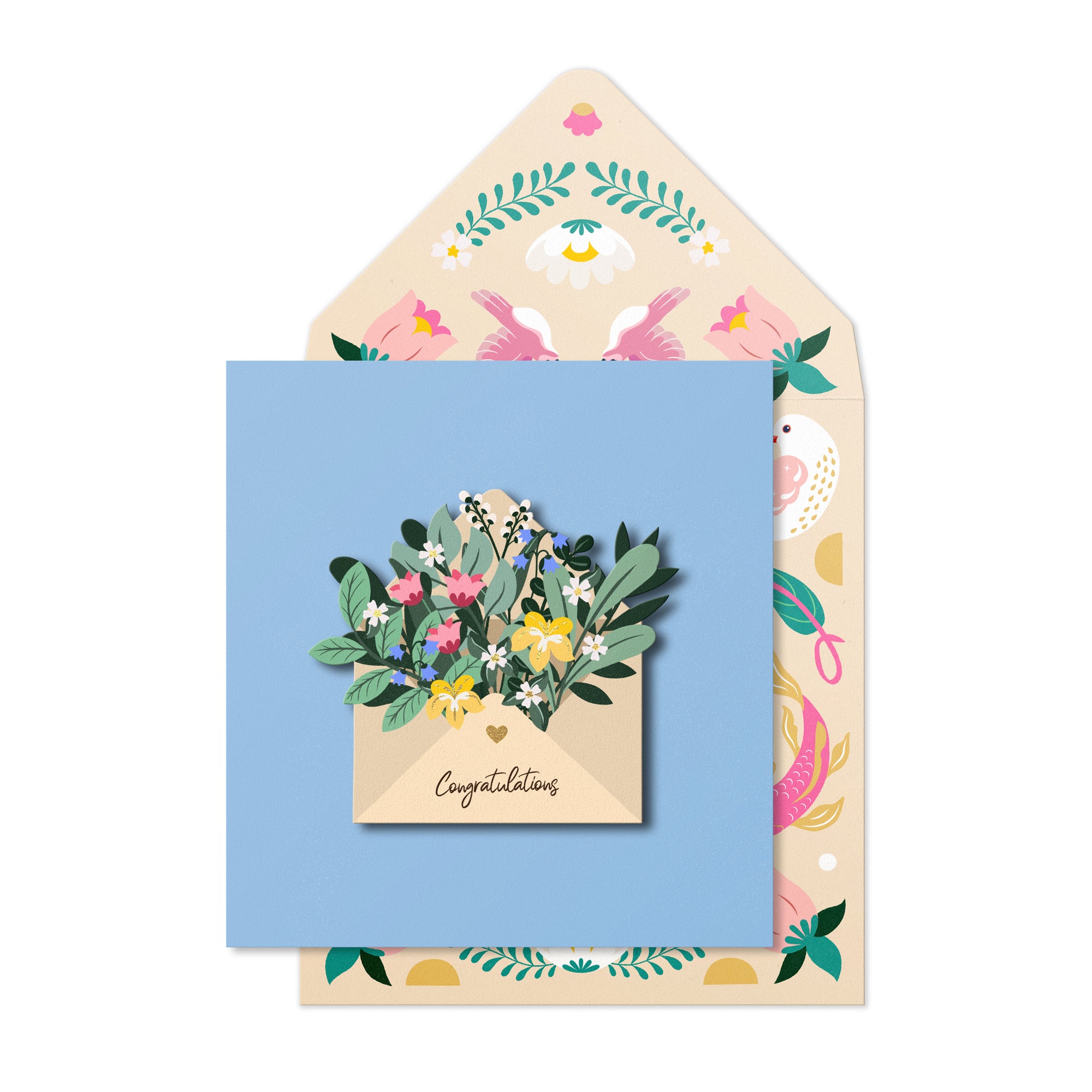 Congratulations, Floral Envelope Handmade Greeting Card