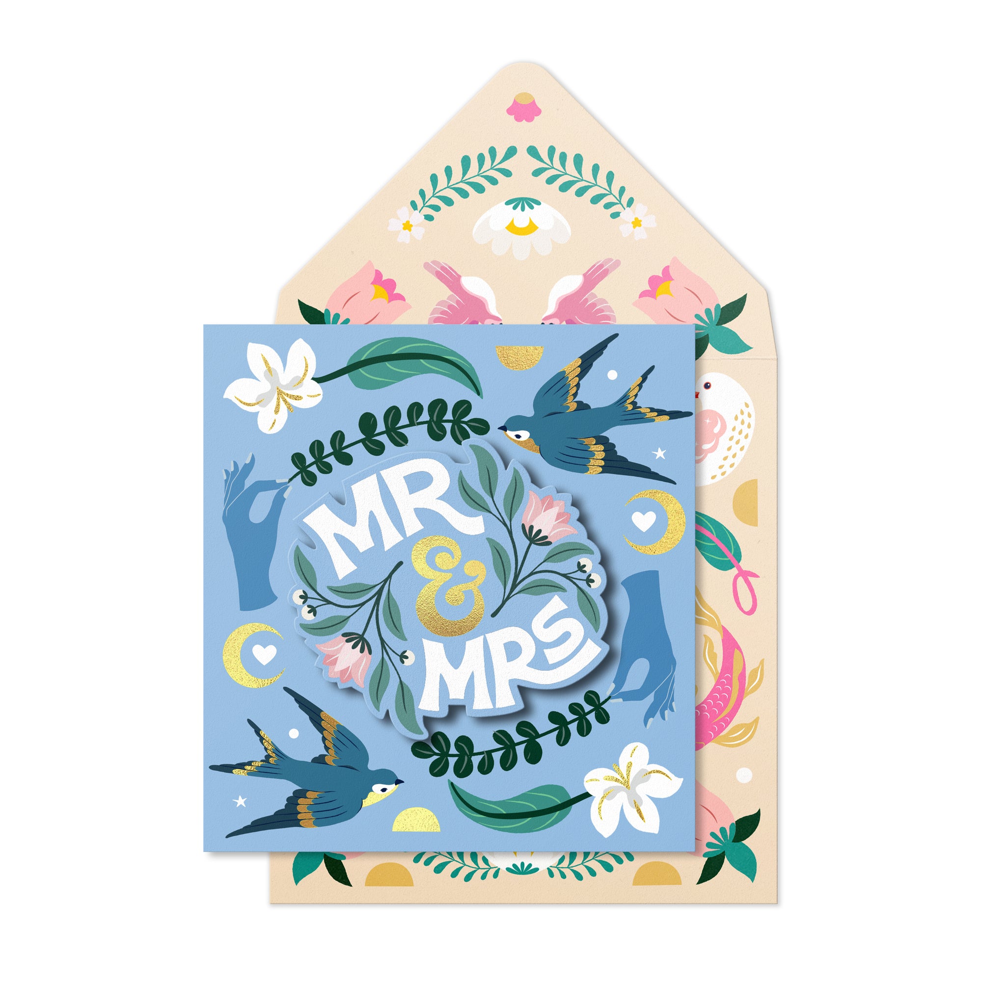 Mr And Mrs, Wedding Handmade Greeting Card