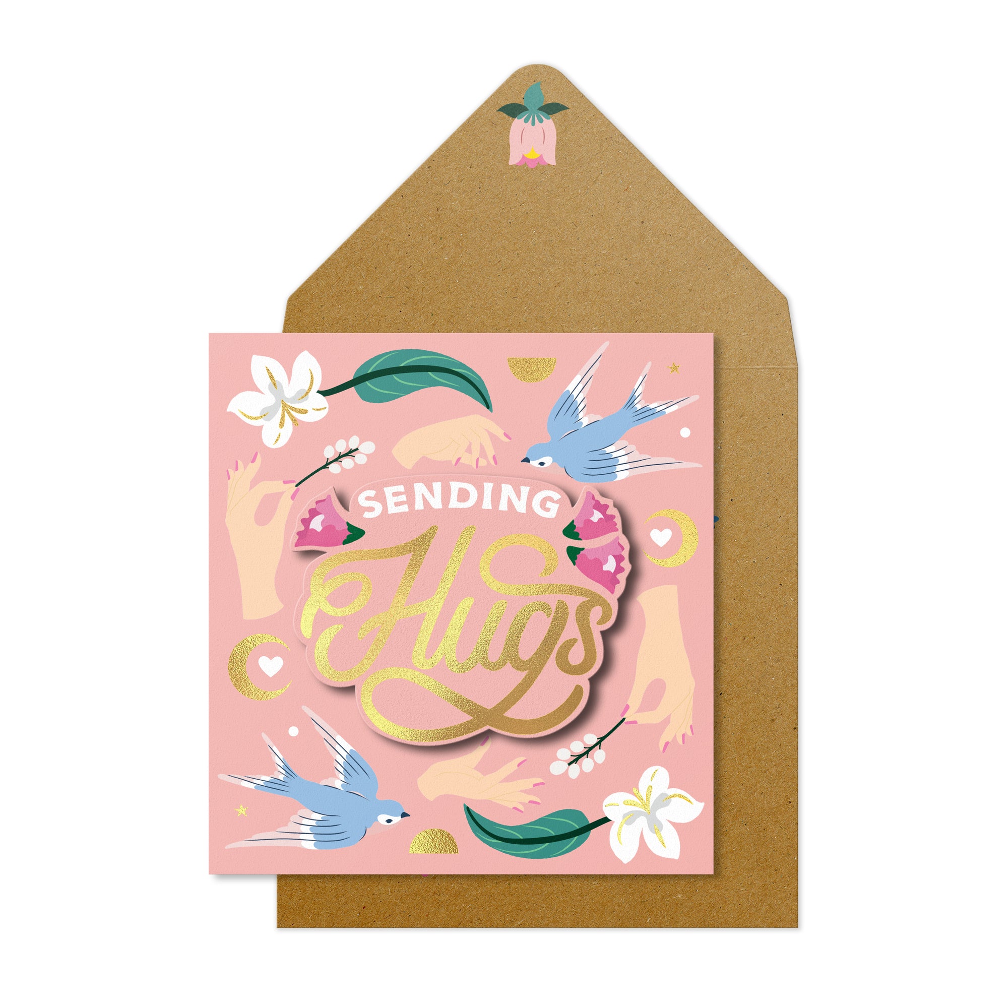 Sending Hugs, Blank Handmade Greeting Card