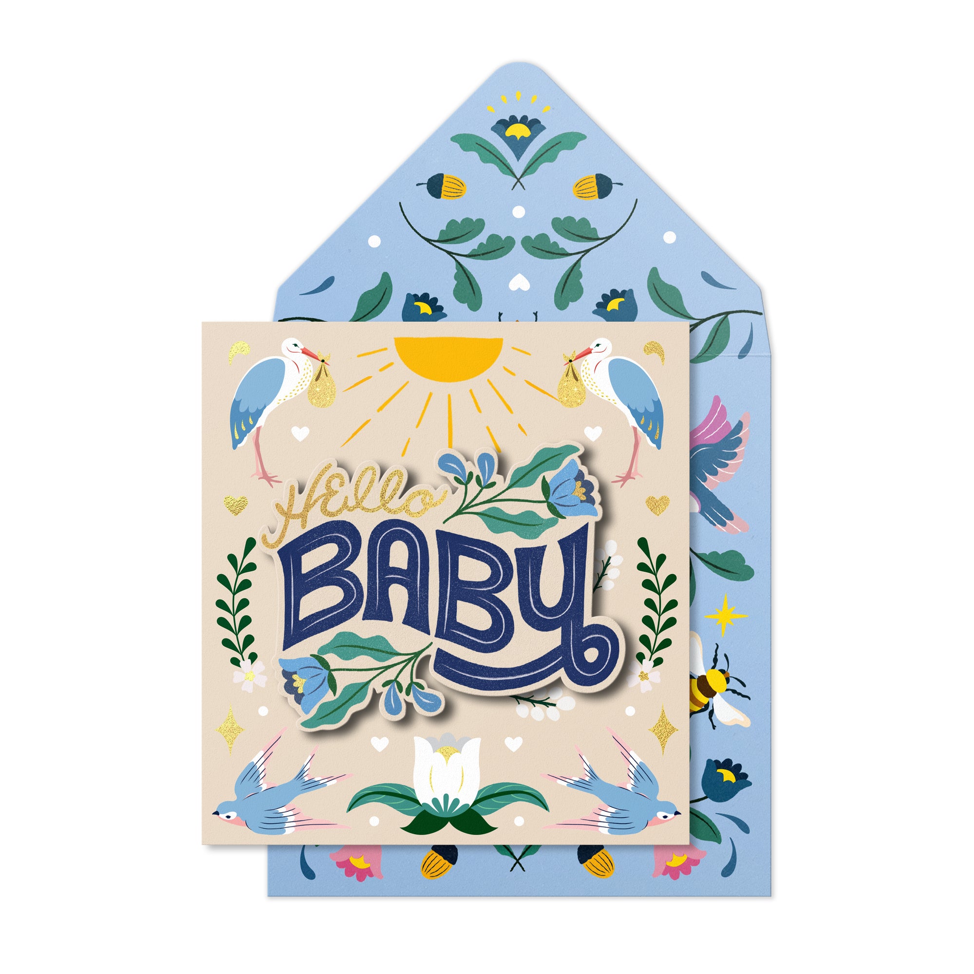 Hello, New Born Baby Unisex, Handmade Greeting Card