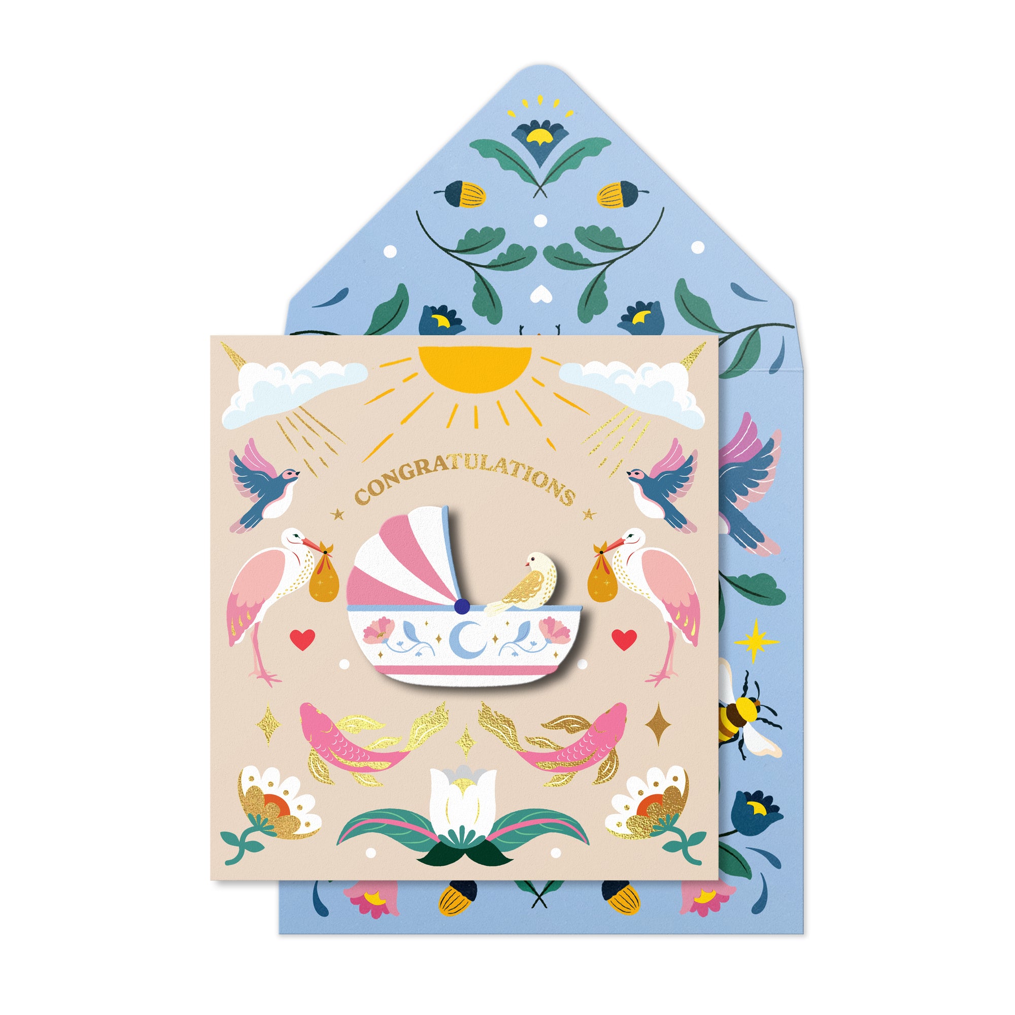 Congratulations Baby Shower, Handmade Greeting Card