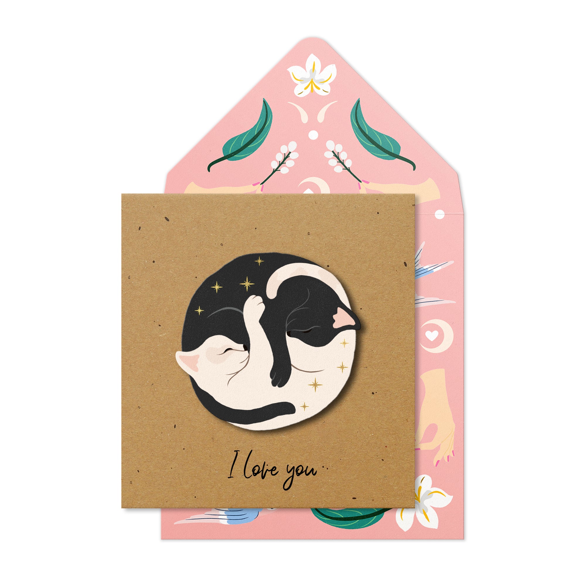 I love You' Yin-Yang Cats, Handmade Greeting Card