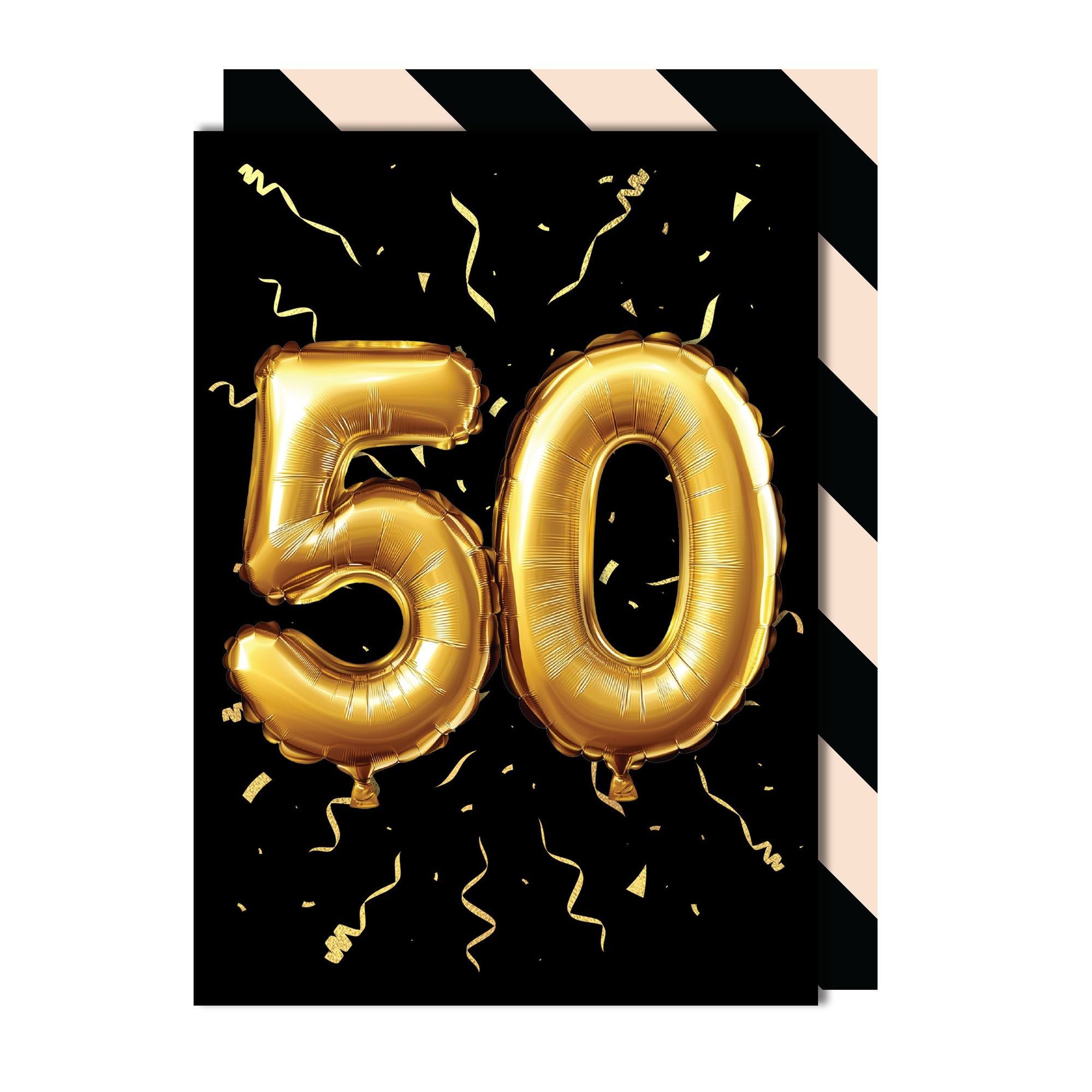 50th Birthday - Gold Balloon Greeting Card