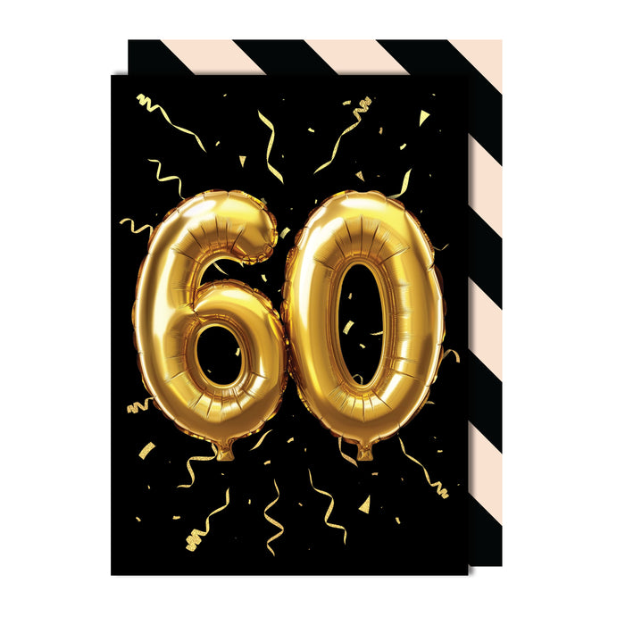 60th Birthday - Gold Balloon Greeting Card