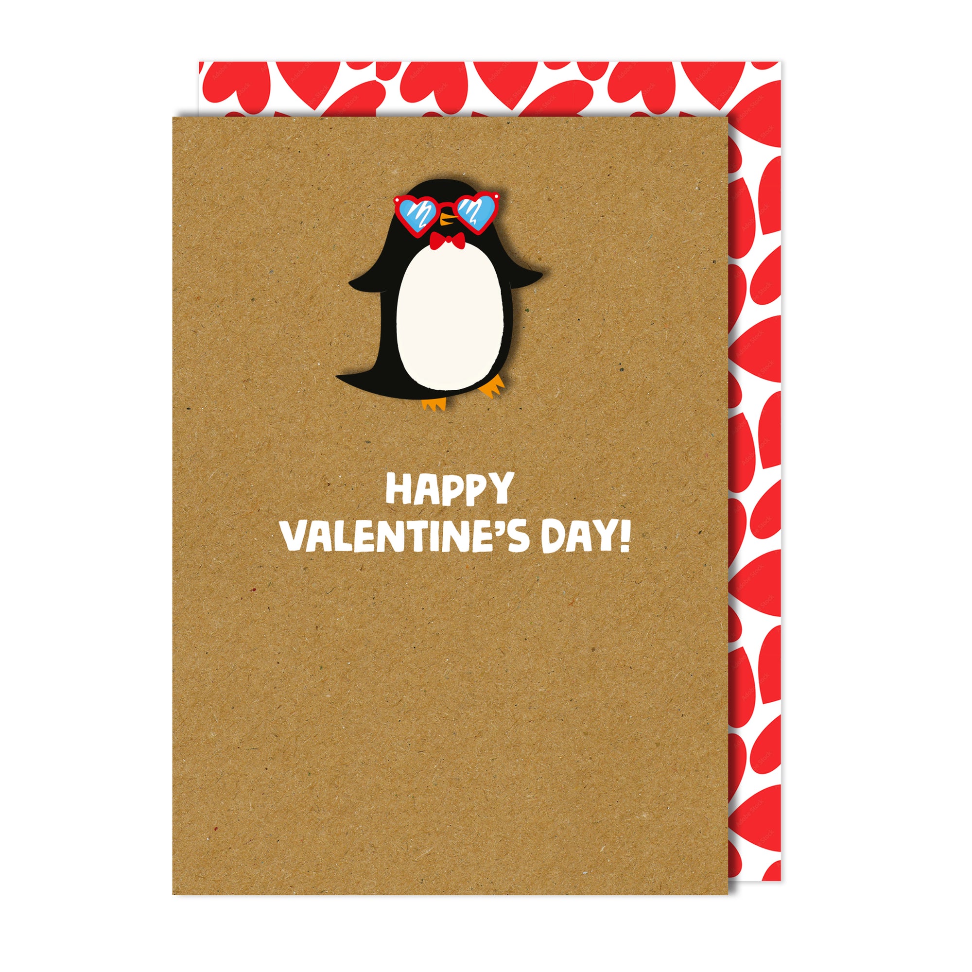 Happy Valentine's Day Penguin Handmade Greeting Card
