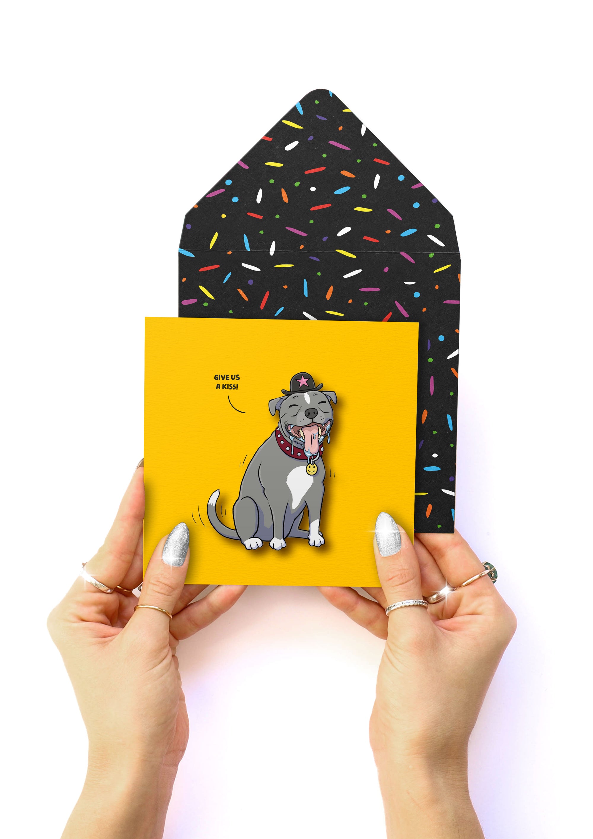 Give us a kiss Staffy, Anniversary, 3D Handmade Greeting Card