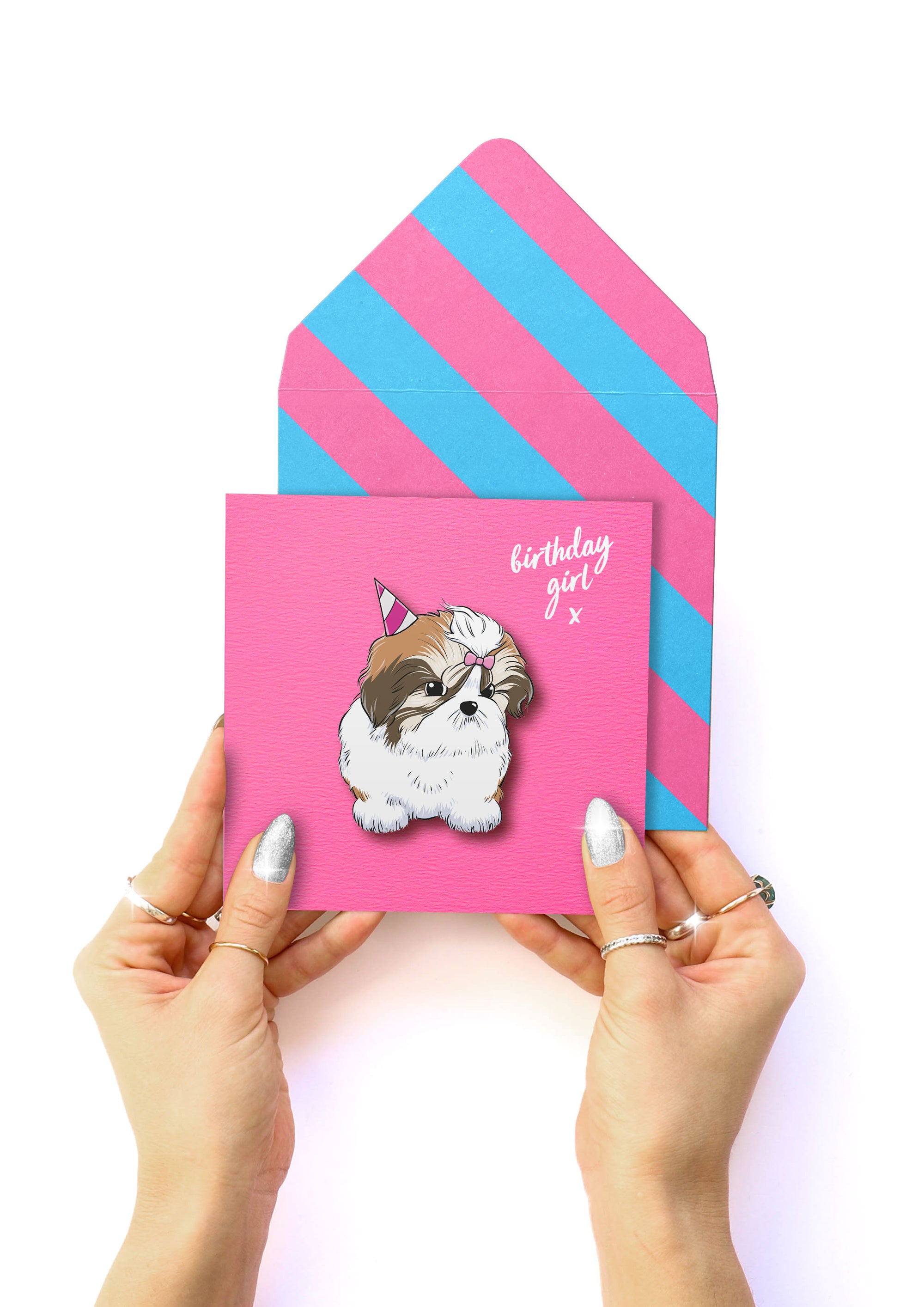 Birthday Girl, Shitzu, 3D Handmade Greeting Card