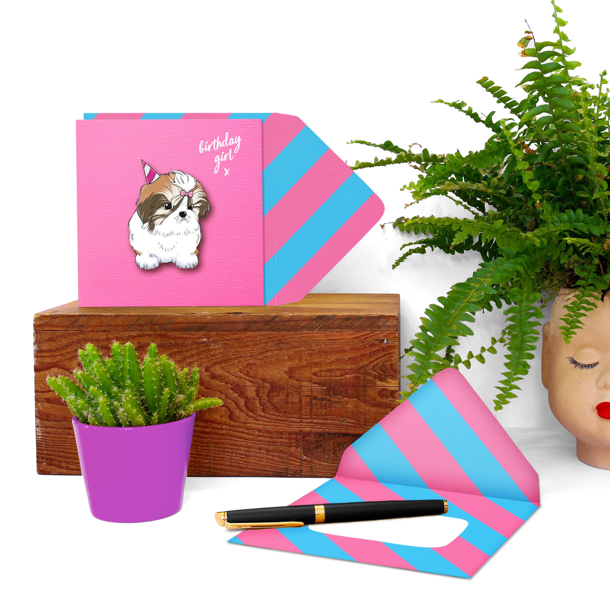 Birthday Girl, Shitzu, 3D Handmade Greeting Card