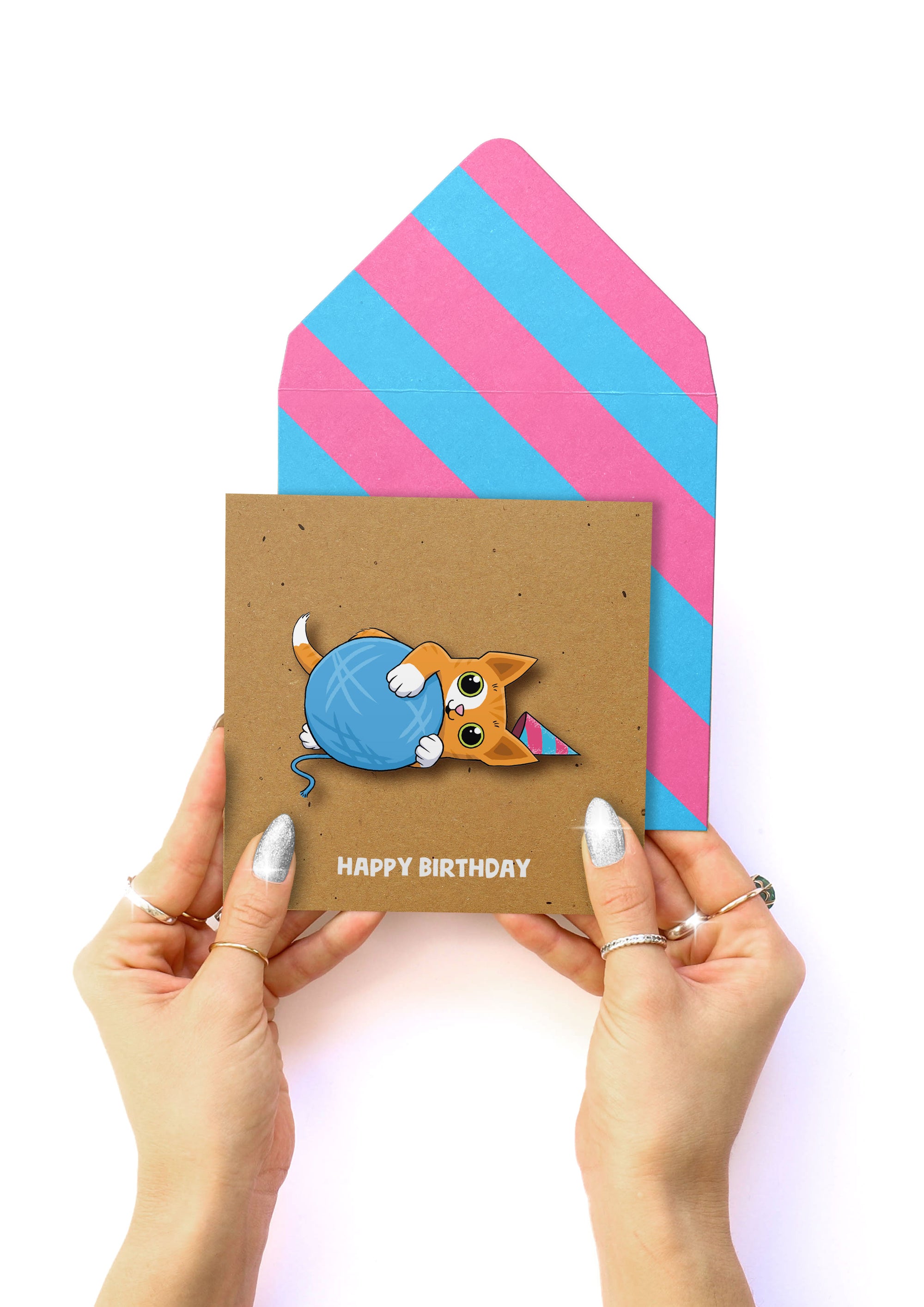 Happy Birthday, Ginger Cat, 3D Handmade Greeting Card