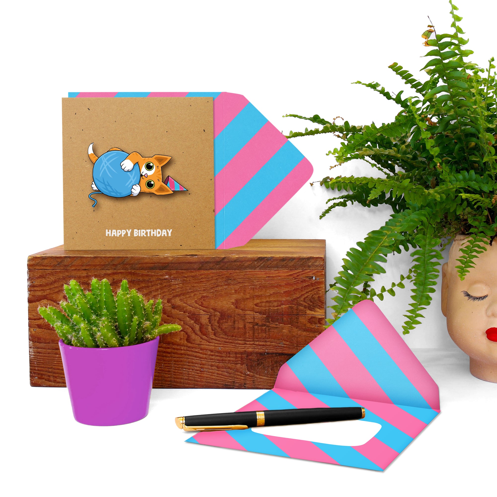 Happy Birthday, Ginger Cat, 3D Handmade Greeting Card