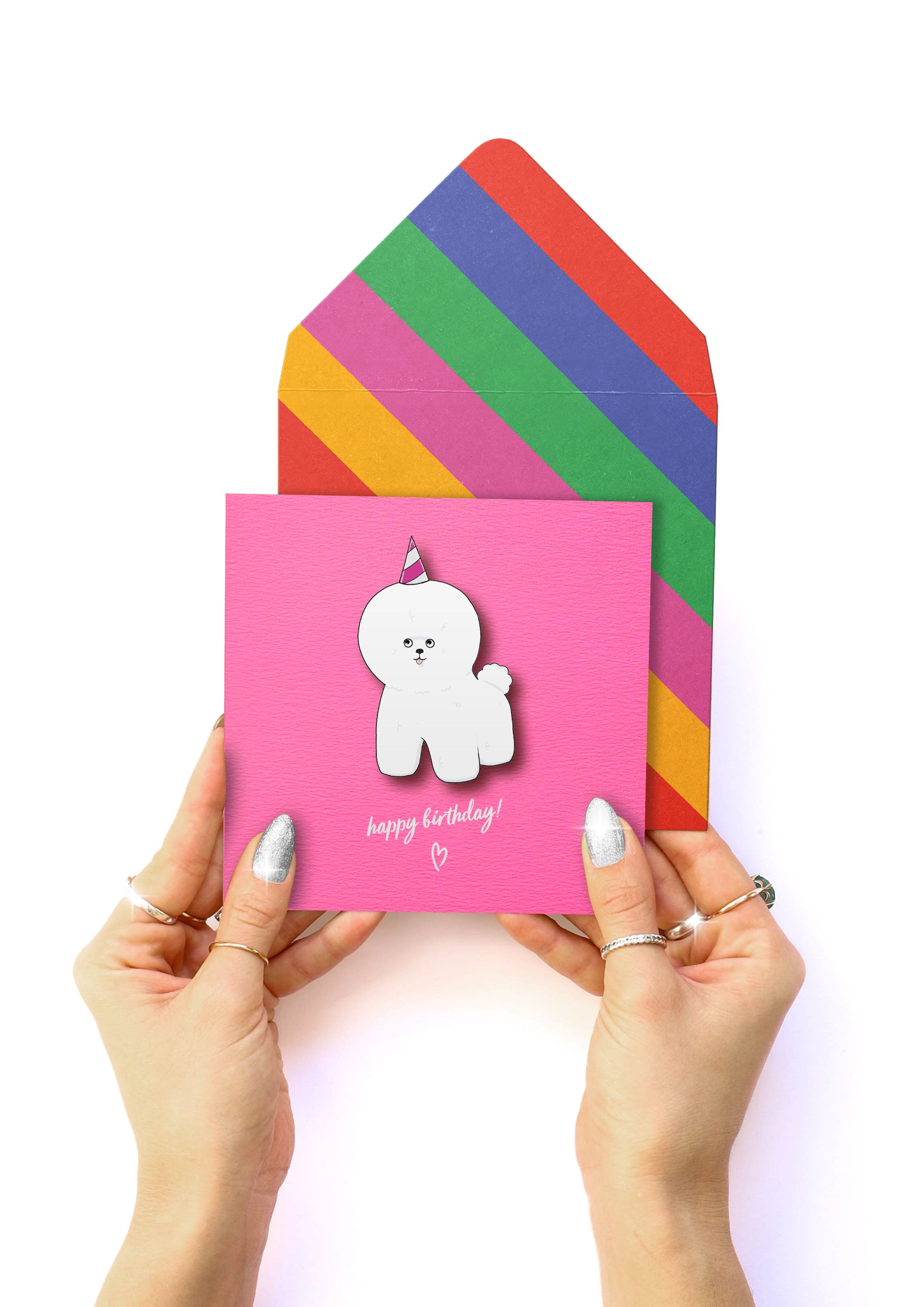 Happy Birthday, White Dog, 3D Handmade Greeting Card