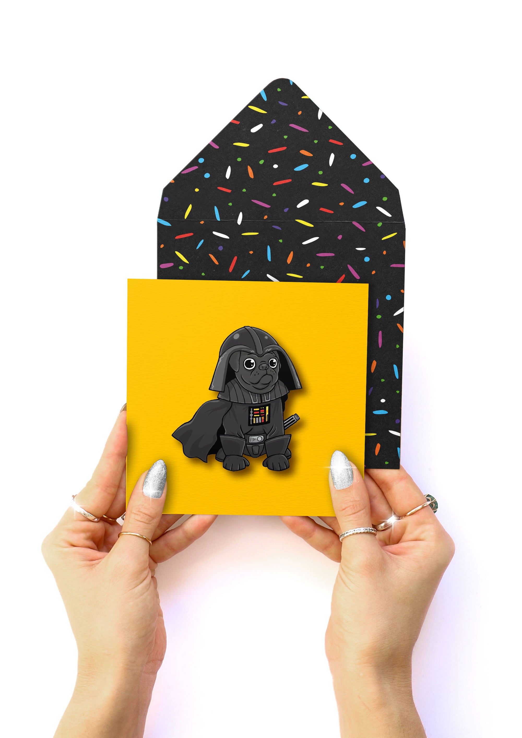 Darth Vader Pug, Blank 3D Handmade Greeting Card