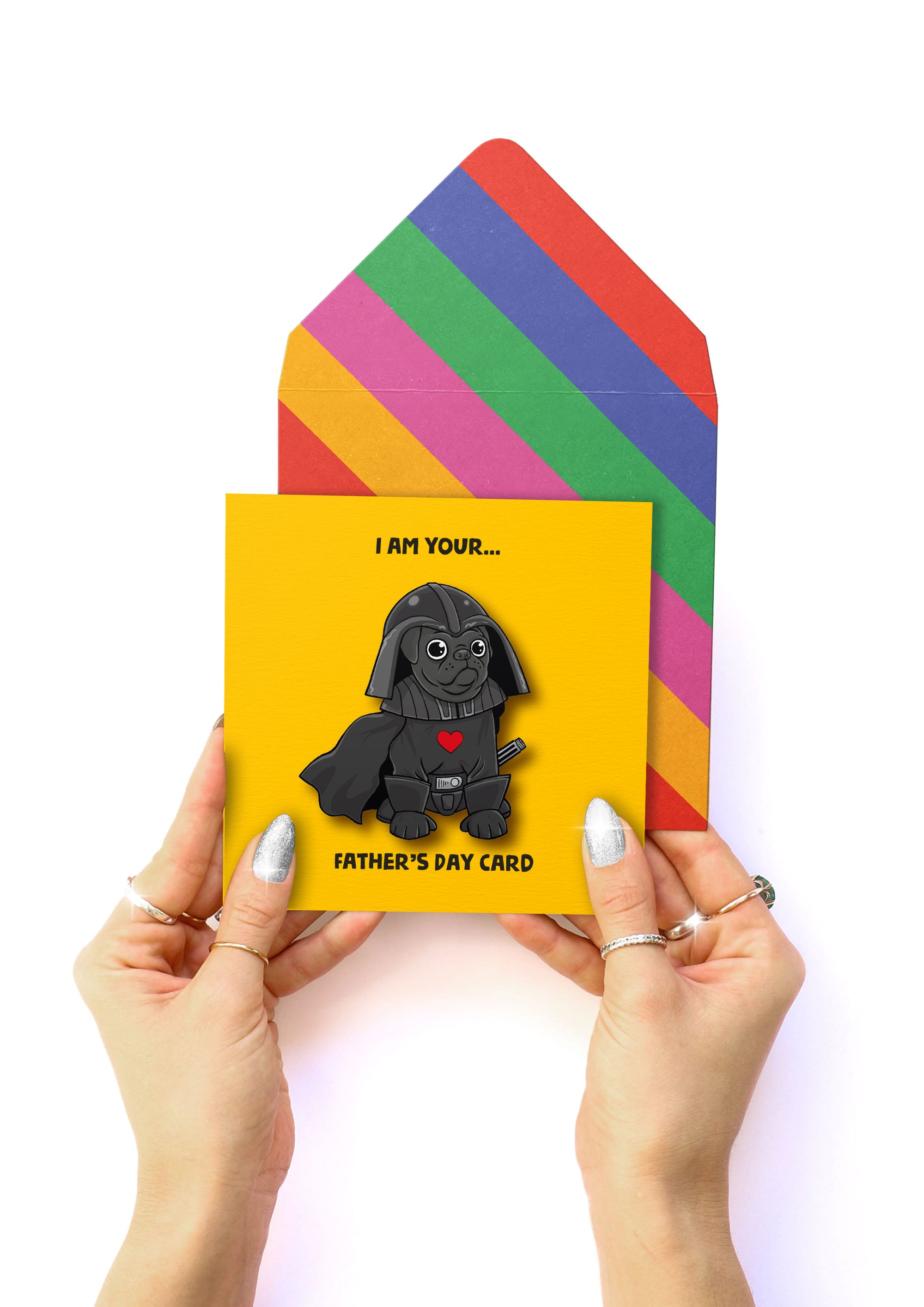 Funny Darth Vadar Pug, Father's Day, Handmade Greeting Card