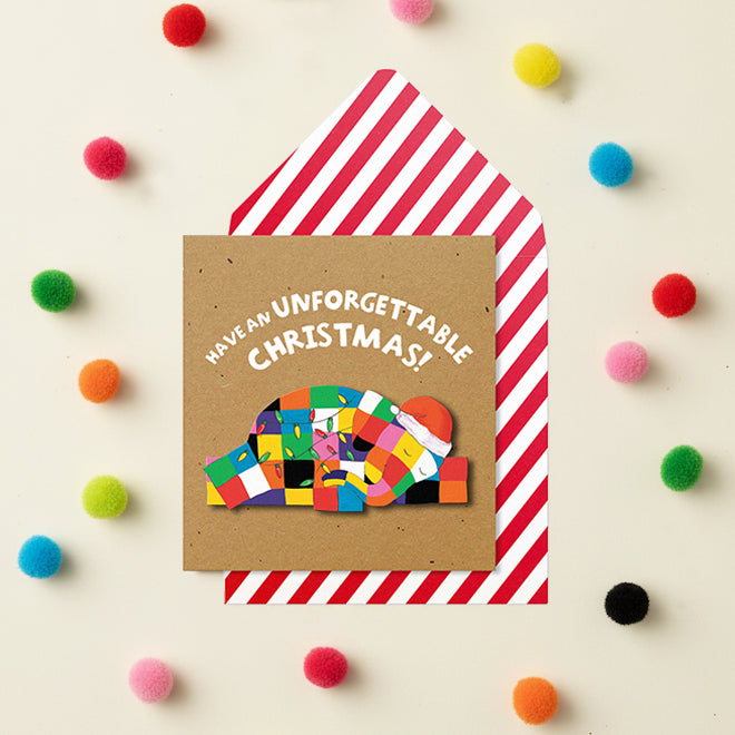 Elmer the Elephant, Have An Unforgettable Christmas, Handmade Greeting Card