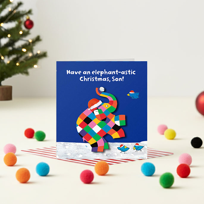 Elmer the Elephant-astic Christmas, Handmade Greeting Card
